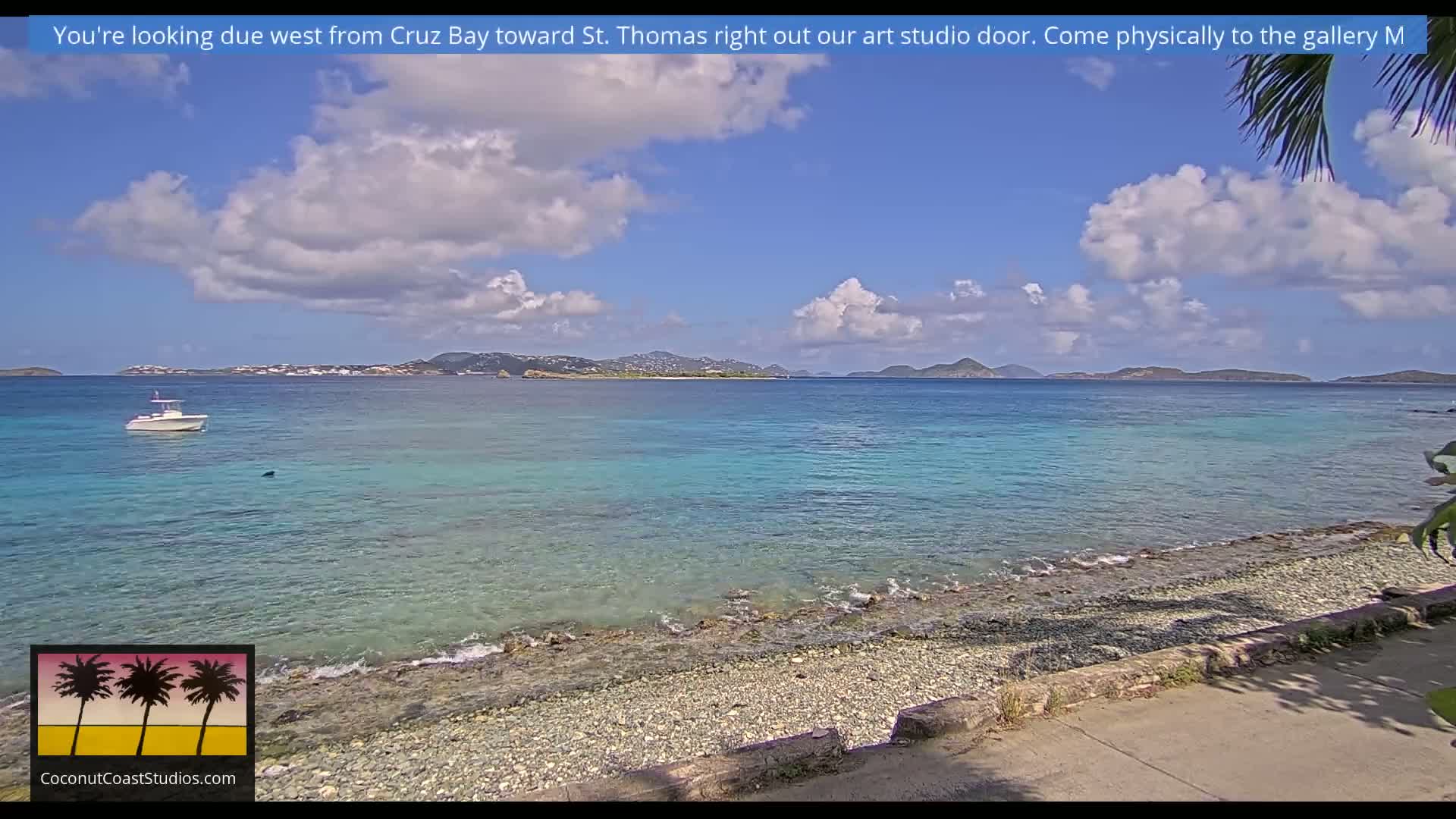 St. John, Frank Bay, Steven Cay & St. Thomas  View  Live Cam - Cruz Bay, St. John, United States Virgin Islands, USA