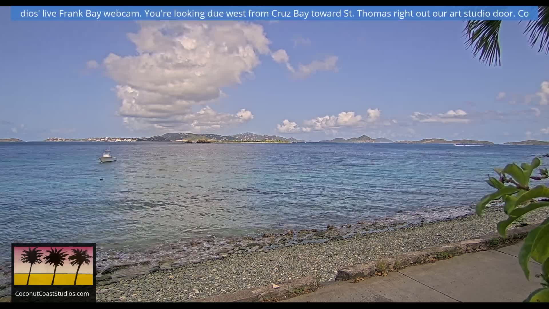 St. John, Frank Bay, Steven Cay & St. Thomas  View  Live Cam - Cruz Bay, St. John, United States Virgin Islands, USA