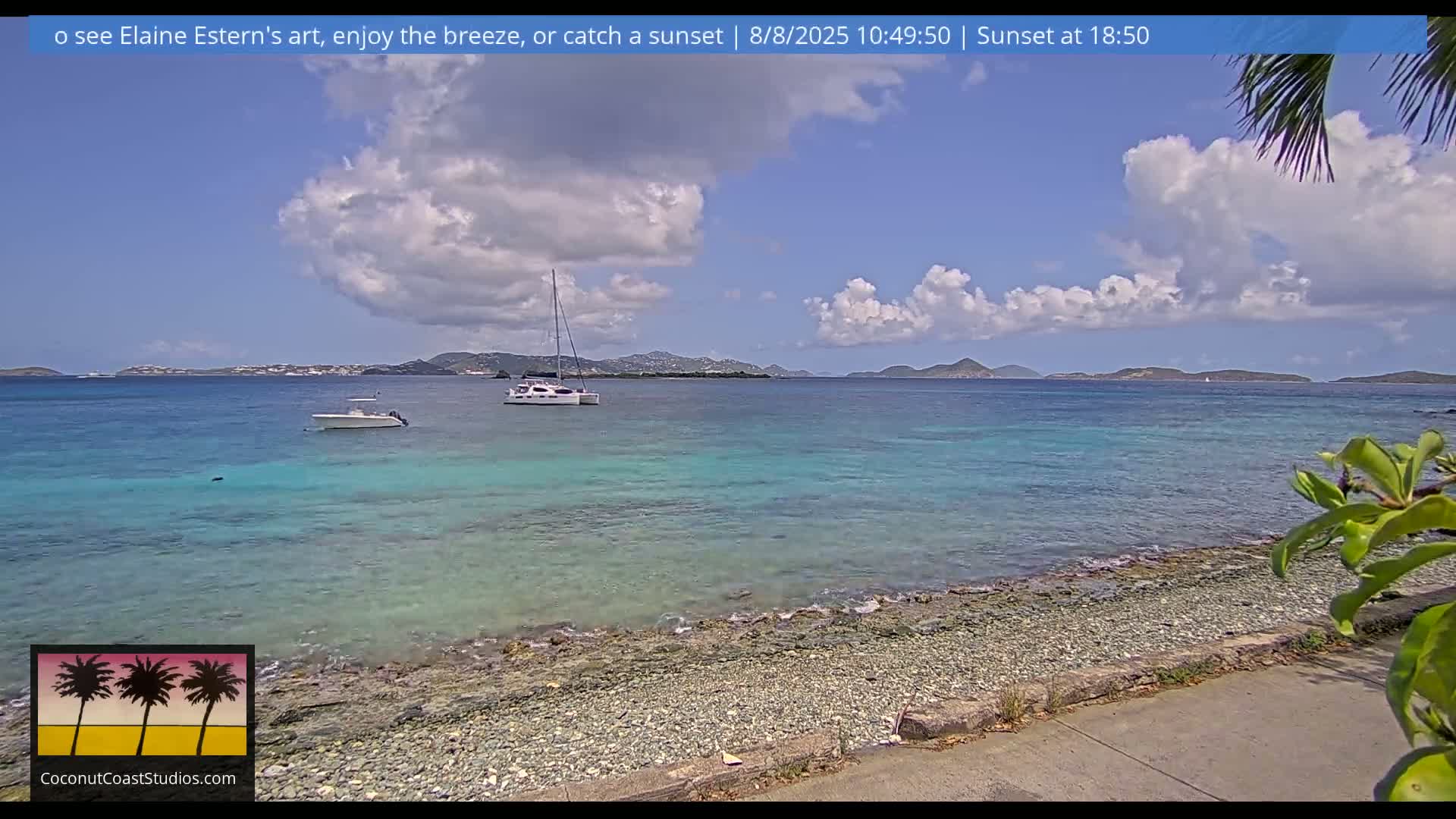 St. John, Frank Bay, Steven Cay & St. Thomas  View  Live Cam - Cruz Bay, St. John, United States Virgin Islands, USA