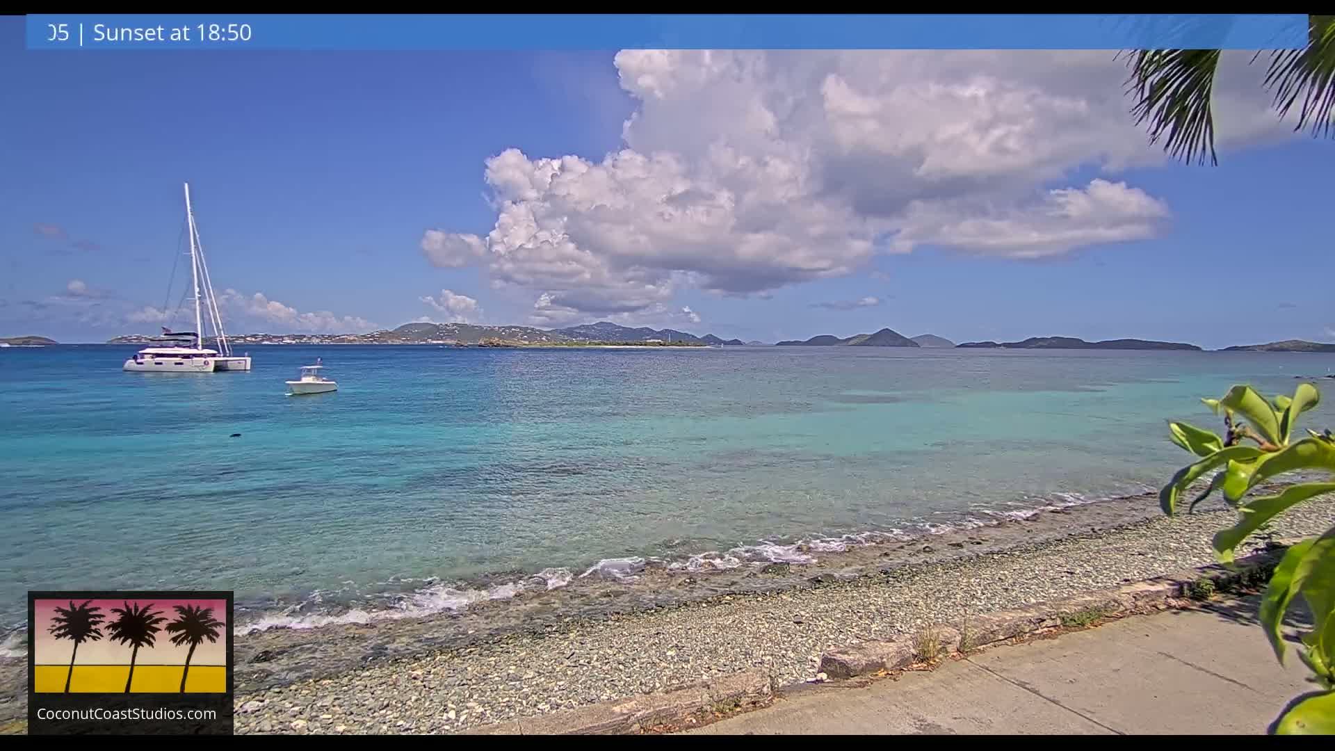 St. John, Frank Bay, Steven Cay & St. Thomas  View  Live Cam - Cruz Bay, St. John, United States Virgin Islands, USA