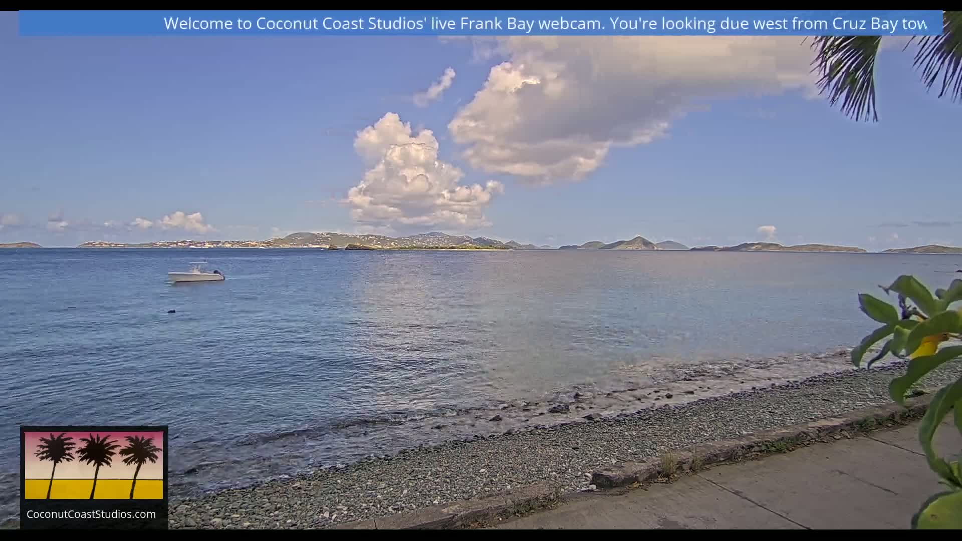 St. John, Frank Bay, Steven Cay & St. Thomas  View  Live Cam - Cruz Bay, St. John, United States Virgin Islands, USA