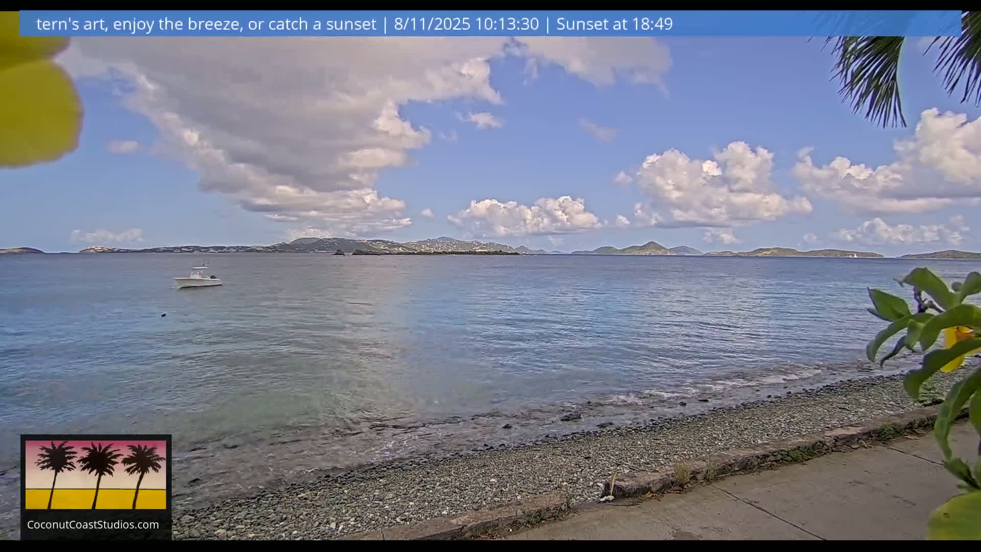 St. John, Frank Bay, Steven Cay & St. Thomas  View  Live Cam - Cruz Bay, St. John, United States Virgin Islands, USA