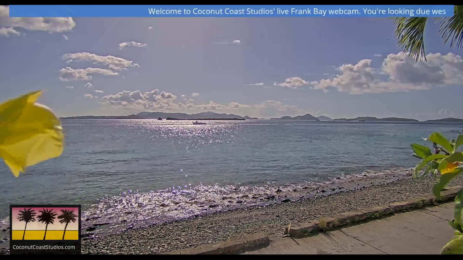 St. John, Frank Bay, Steven Cay & St. Thomas  View  Live Cam - Cruz Bay, St. John, United States Virgin Islands, USA
