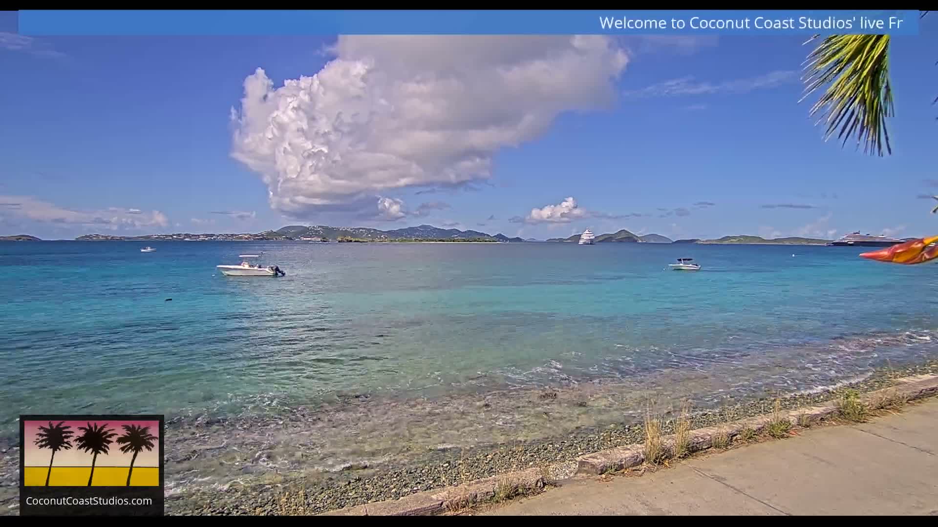 St. John, Frank Bay, Steven Cay & St. Thomas  View  Live Cam - Cruz Bay, St. John, United States Virgin Islands, USA