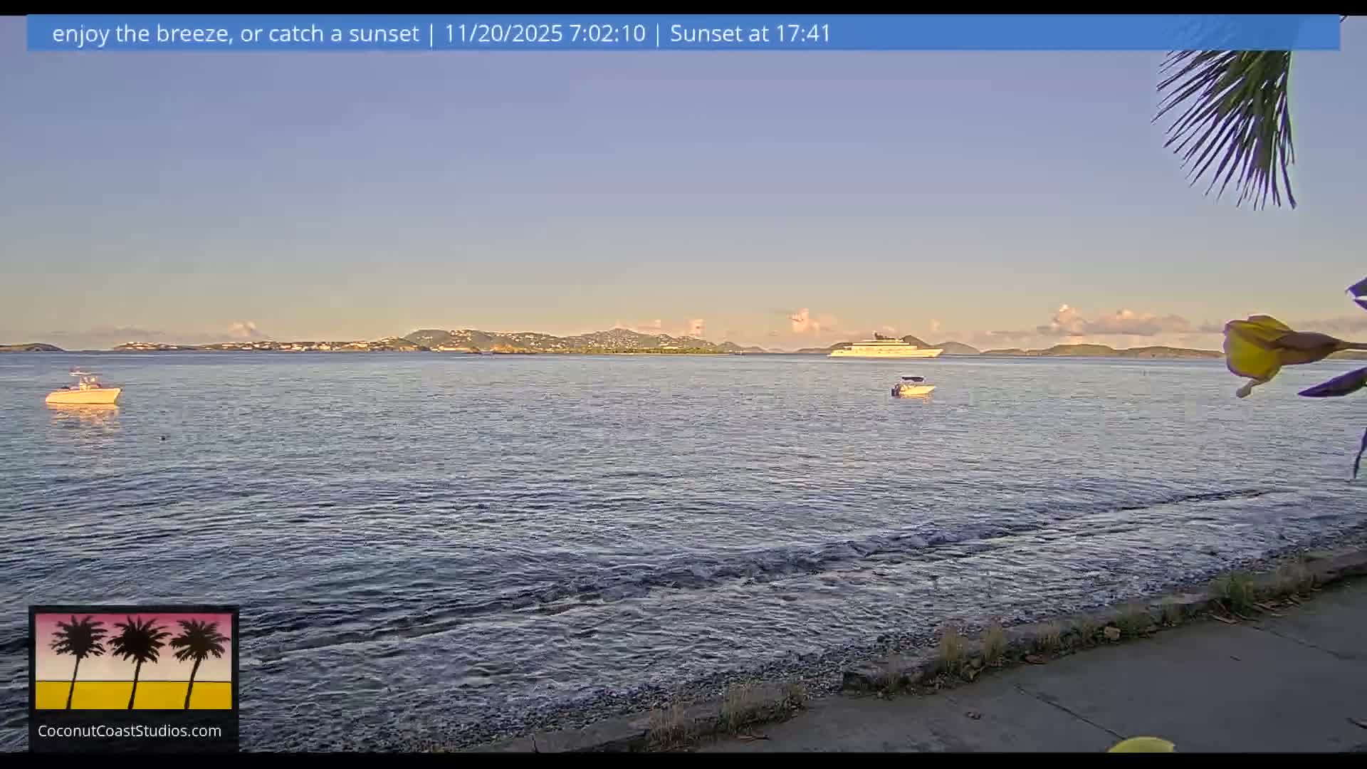 St. John, Frank Bay, Steven Cay & St. Thomas  View  Live Cam - Cruz Bay, St. John, United States Virgin Islands, USA