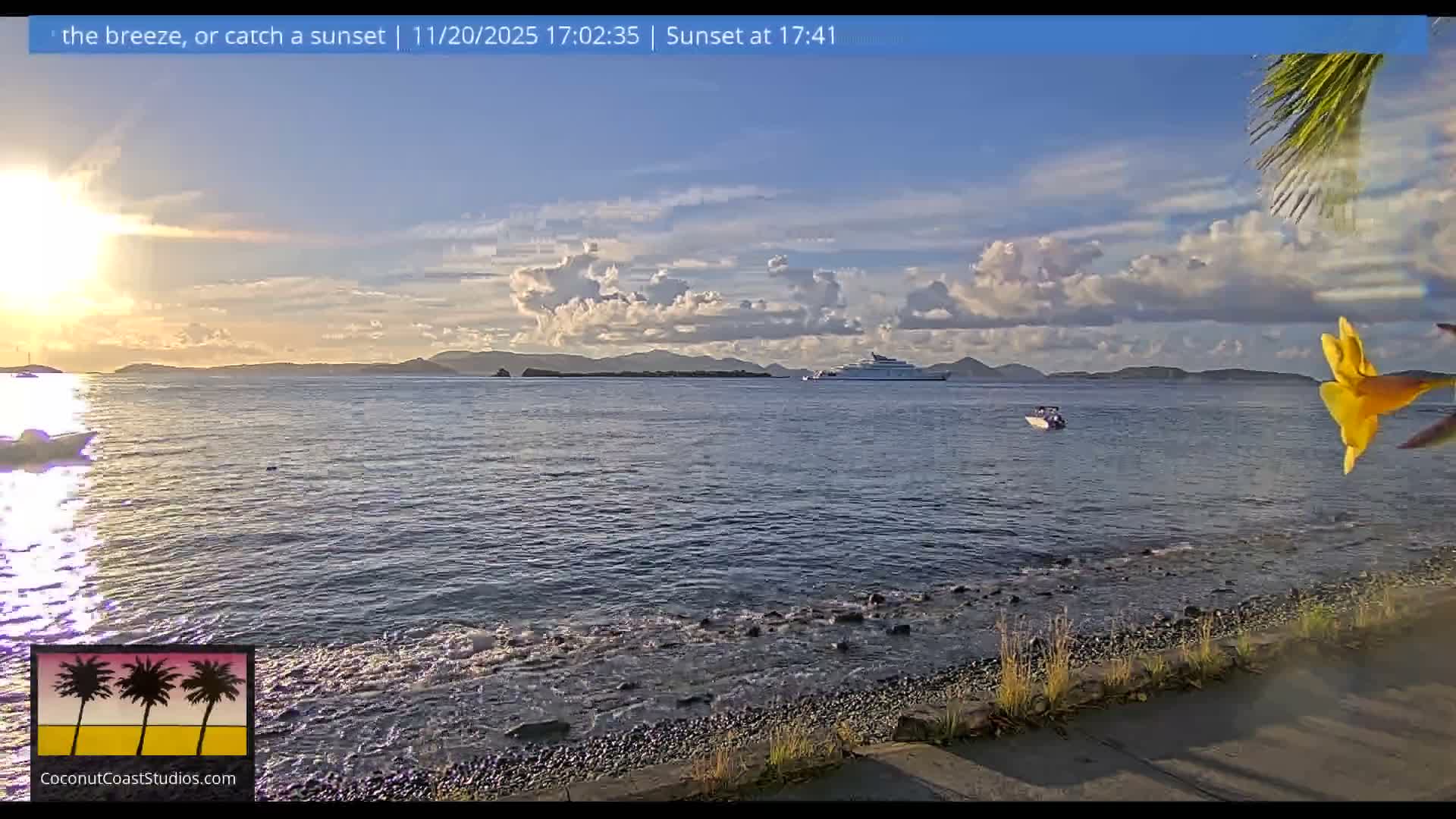 St. John, Frank Bay, Steven Cay & St. Thomas  View  Live Cam - Cruz Bay, St. John, United States Virgin Islands, USA