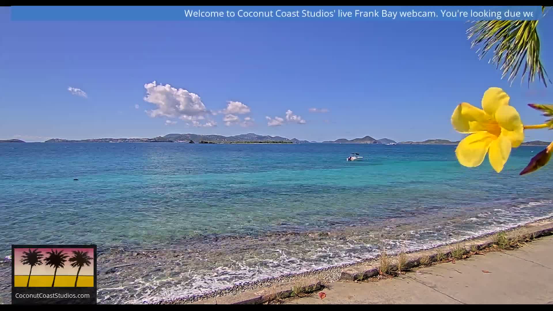 St. John, Frank Bay, Steven Cay & St. Thomas  View  Live Cam - Cruz Bay, St. John, United States Virgin Islands, USA