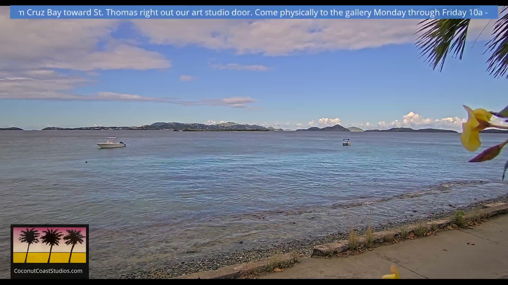 St. John, Frank Bay, Steven Cay & St. Thomas  View  Live Cam - Cruz Bay, St. John, United States Virgin Islands, USA