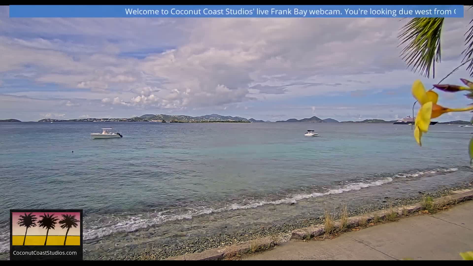 St. John, Frank Bay, Steven Cay & St. Thomas  View  Live Cam - Cruz Bay, St. John, United States Virgin Islands, USA