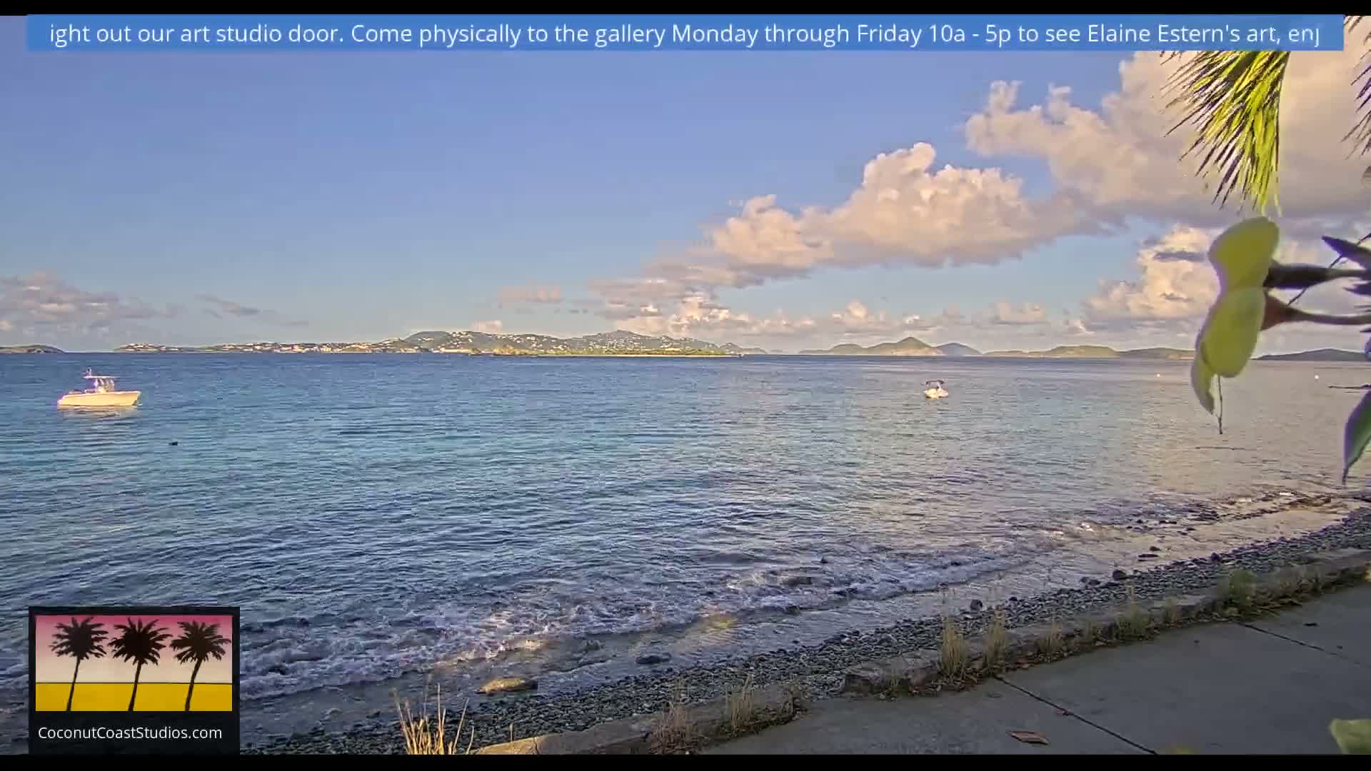 St. John, Frank Bay, Steven Cay & St. Thomas  View  Live Cam - Cruz Bay, St. John, United States Virgin Islands, USA