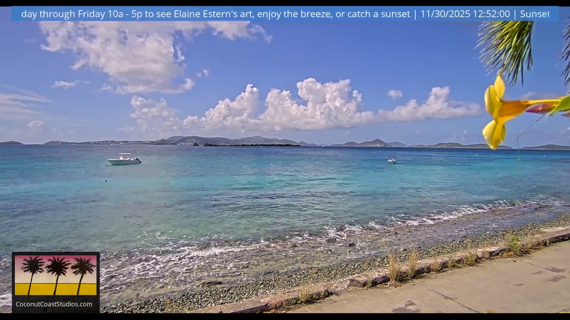 St. John, Frank Bay, Steven Cay & St. Thomas  View  Live Cam - Cruz Bay, St. John, United States Virgin Islands, USA