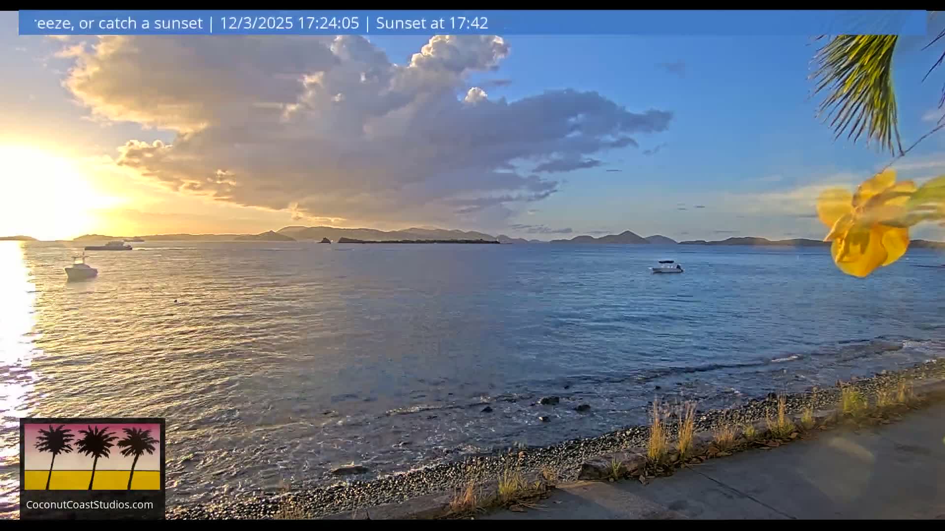 St. John, Frank Bay, Steven Cay & St. Thomas  View  Live Cam - Cruz Bay, St. John, United States Virgin Islands, USA