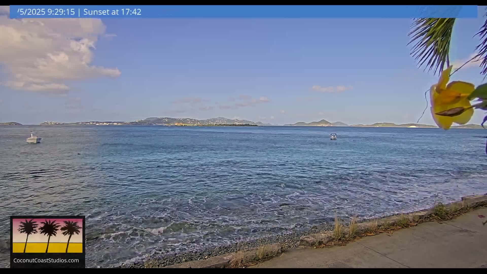 St. John, Frank Bay, Steven Cay & St. Thomas  View  Live Cam - Cruz Bay, St. John, United States Virgin Islands, USA