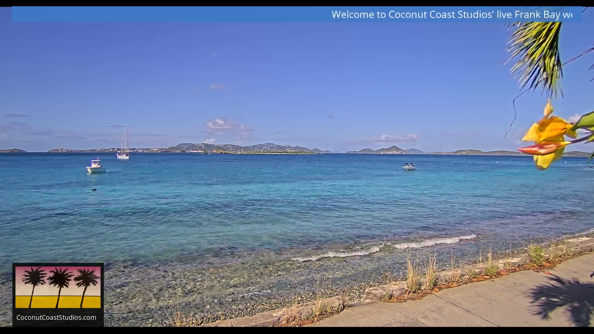 St. John, Frank Bay, Steven Cay & St. Thomas  View  Live Cam - Cruz Bay, St. John, United States Virgin Islands, USA