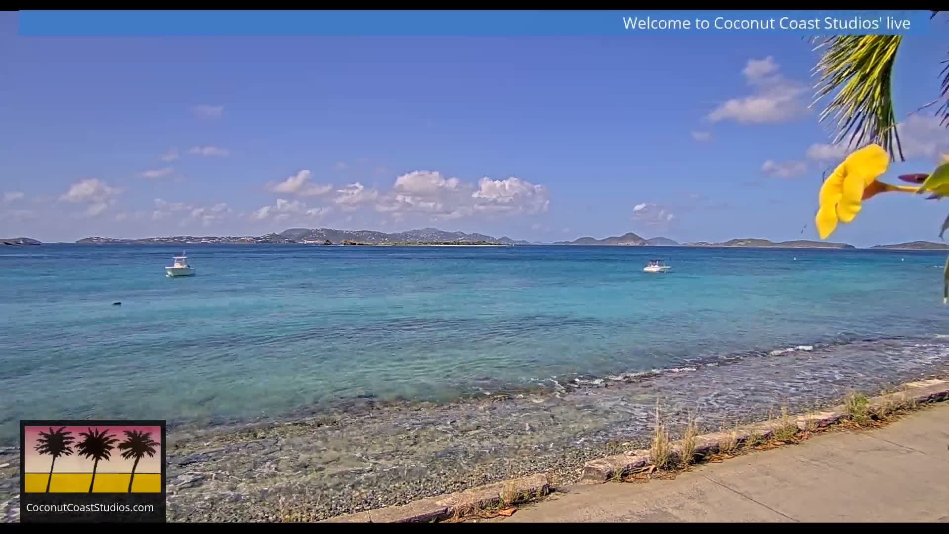 St. John, Frank Bay, Steven Cay & St. Thomas  View  Live Cam - Cruz Bay, St. John, United States Virgin Islands, USA