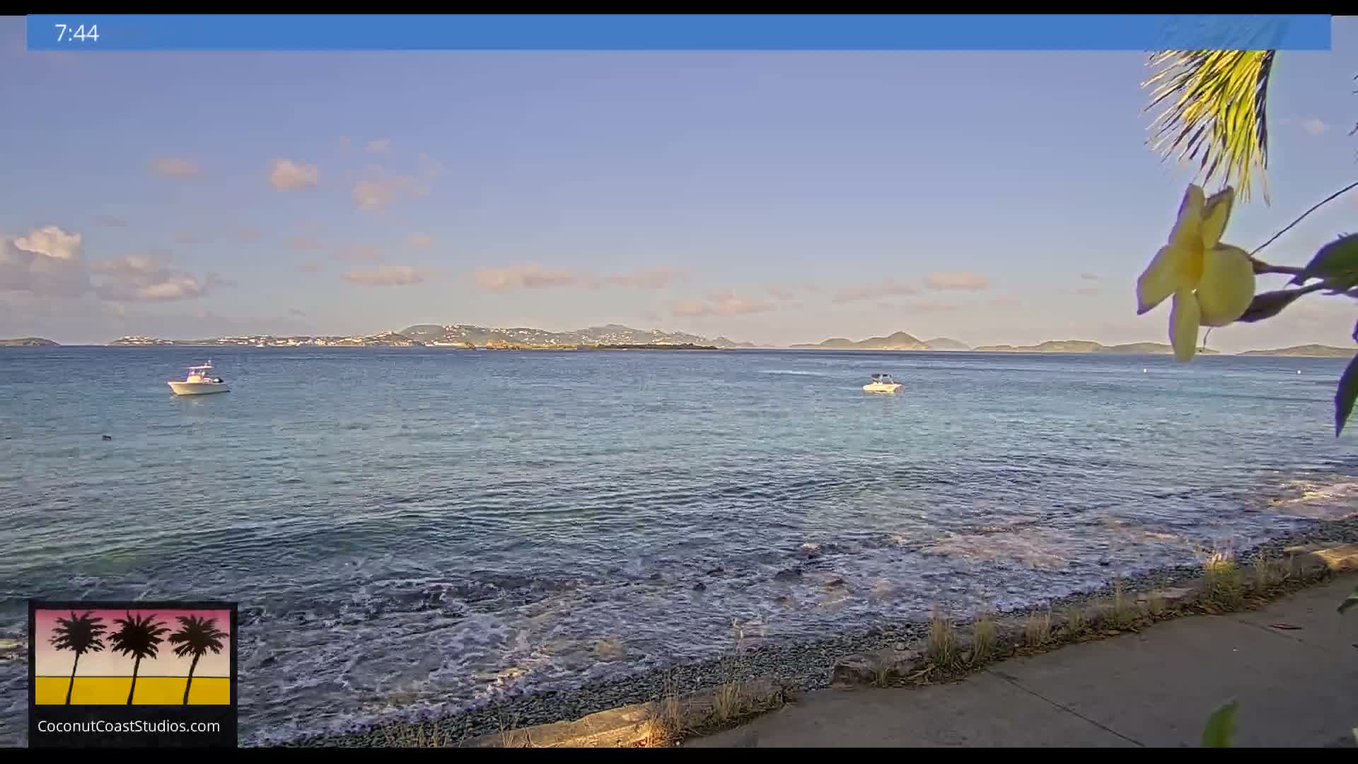 St. John, Frank Bay, Steven Cay & St. Thomas  View  Live Cam - Cruz Bay, St. John, United States Virgin Islands, USA