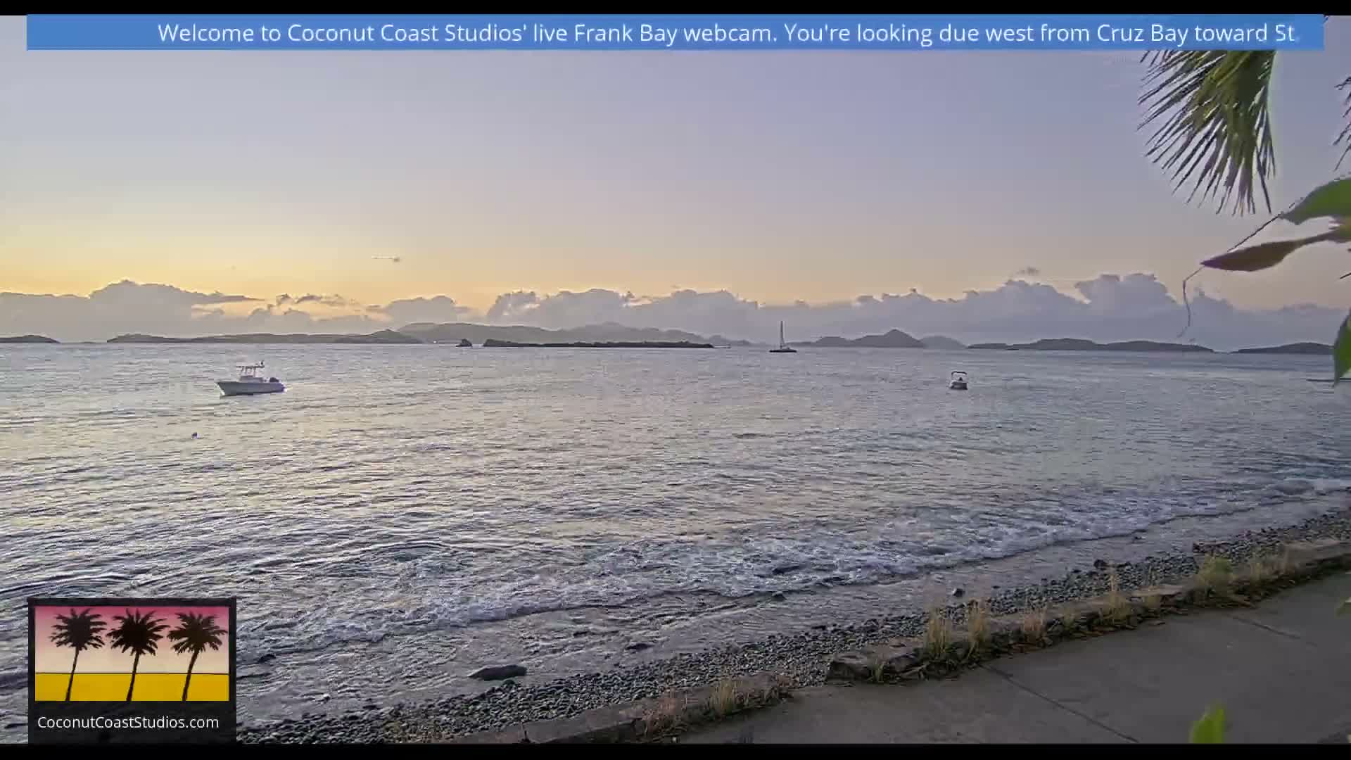 St. John, Frank Bay, Steven Cay & St. Thomas  View  Live Cam - Cruz Bay, St. John, United States Virgin Islands, USA
