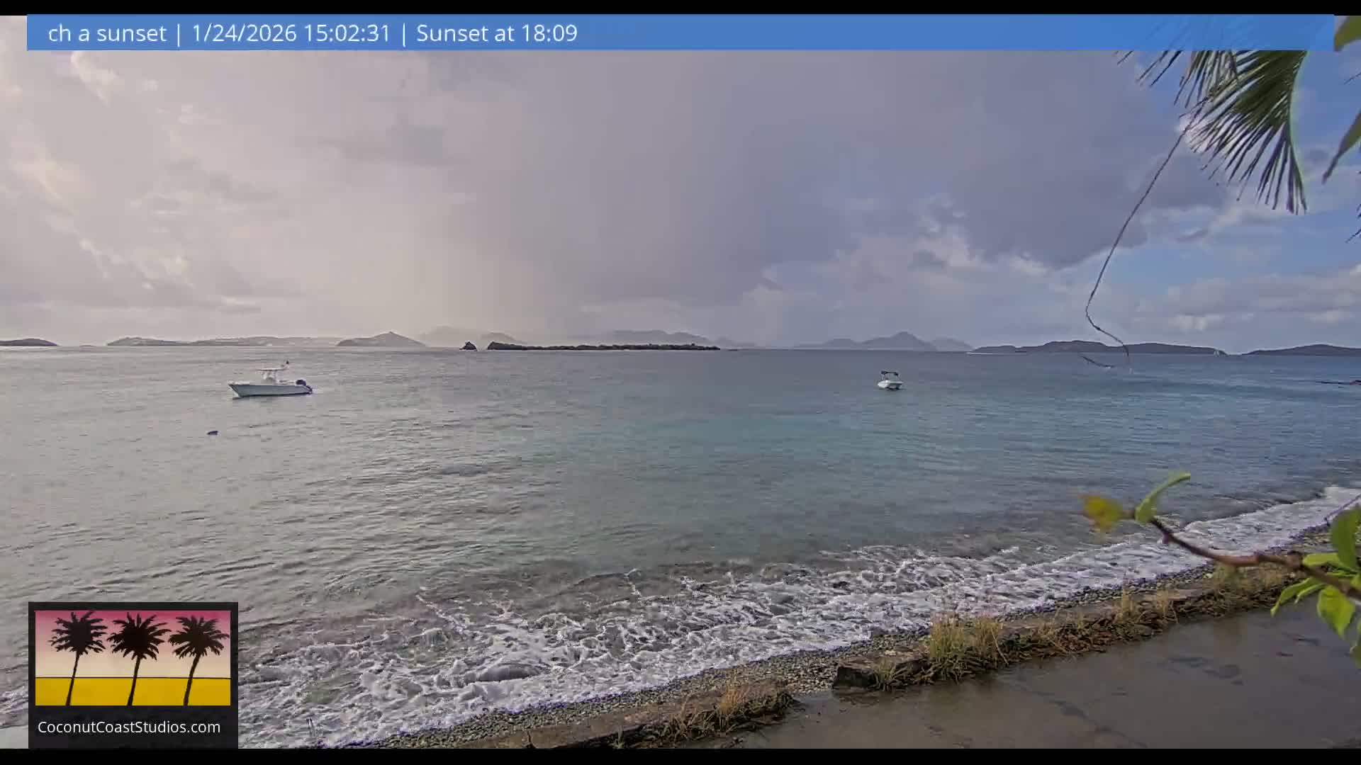 St. John, Frank Bay, Steven Cay & St. Thomas  View  Live Cam - Cruz Bay, St. John, United States Virgin Islands, USA