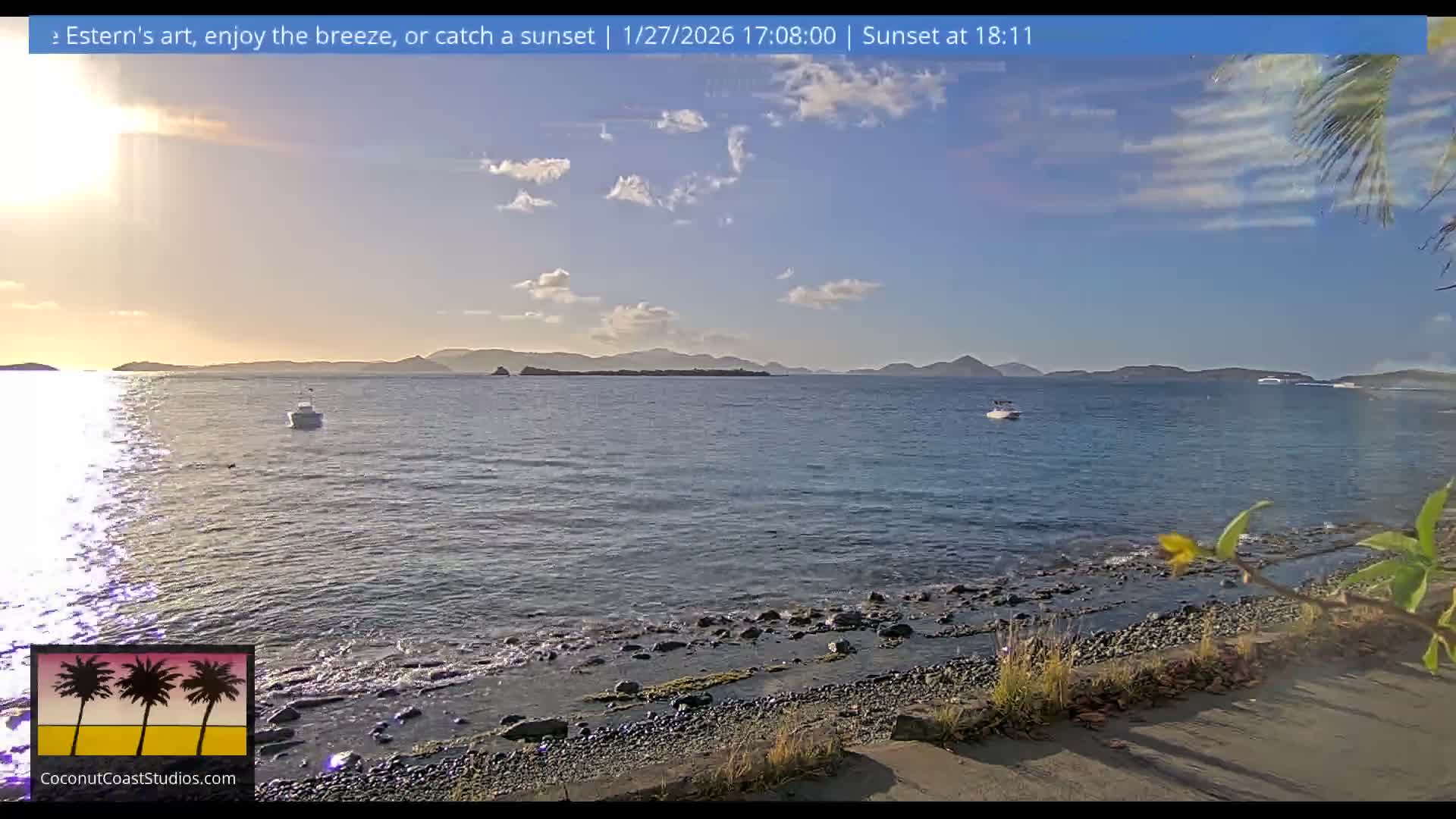 St. John, Frank Bay, Steven Cay & St. Thomas  View  Live Cam - Cruz Bay, St. John, United States Virgin Islands, USA