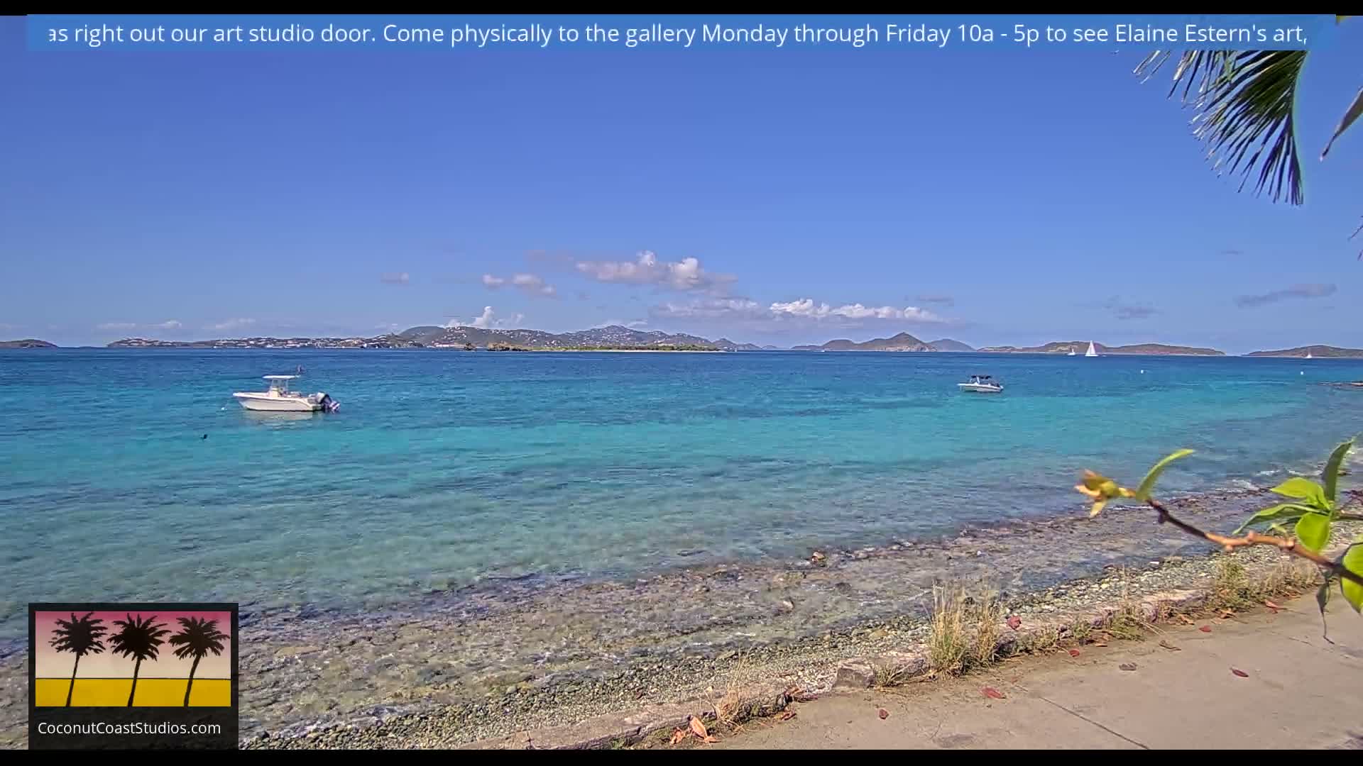 St. John, Frank Bay, Steven Cay & St. Thomas  View  Live Cam - Cruz Bay, St. John, United States Virgin Islands, USA