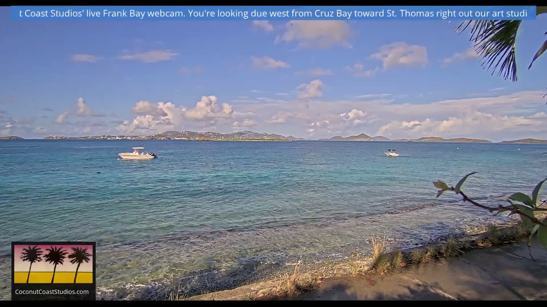 St. John, Frank Bay, Steven Cay & St. Thomas  View  Live Cam - Cruz Bay, St. John, United States Virgin Islands, USA