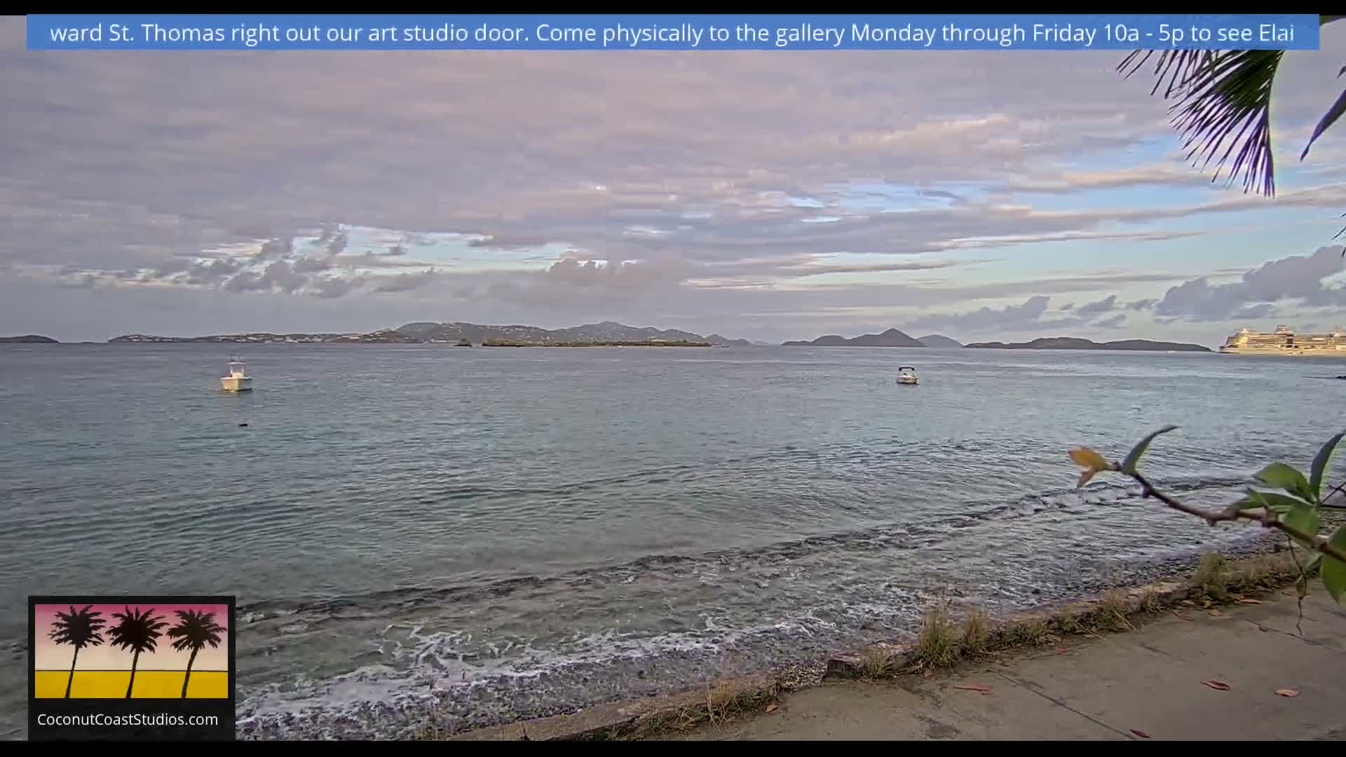 St. John, Frank Bay, Steven Cay & St. Thomas  View  Live Cam - Cruz Bay, St. John, United States Virgin Islands, USA