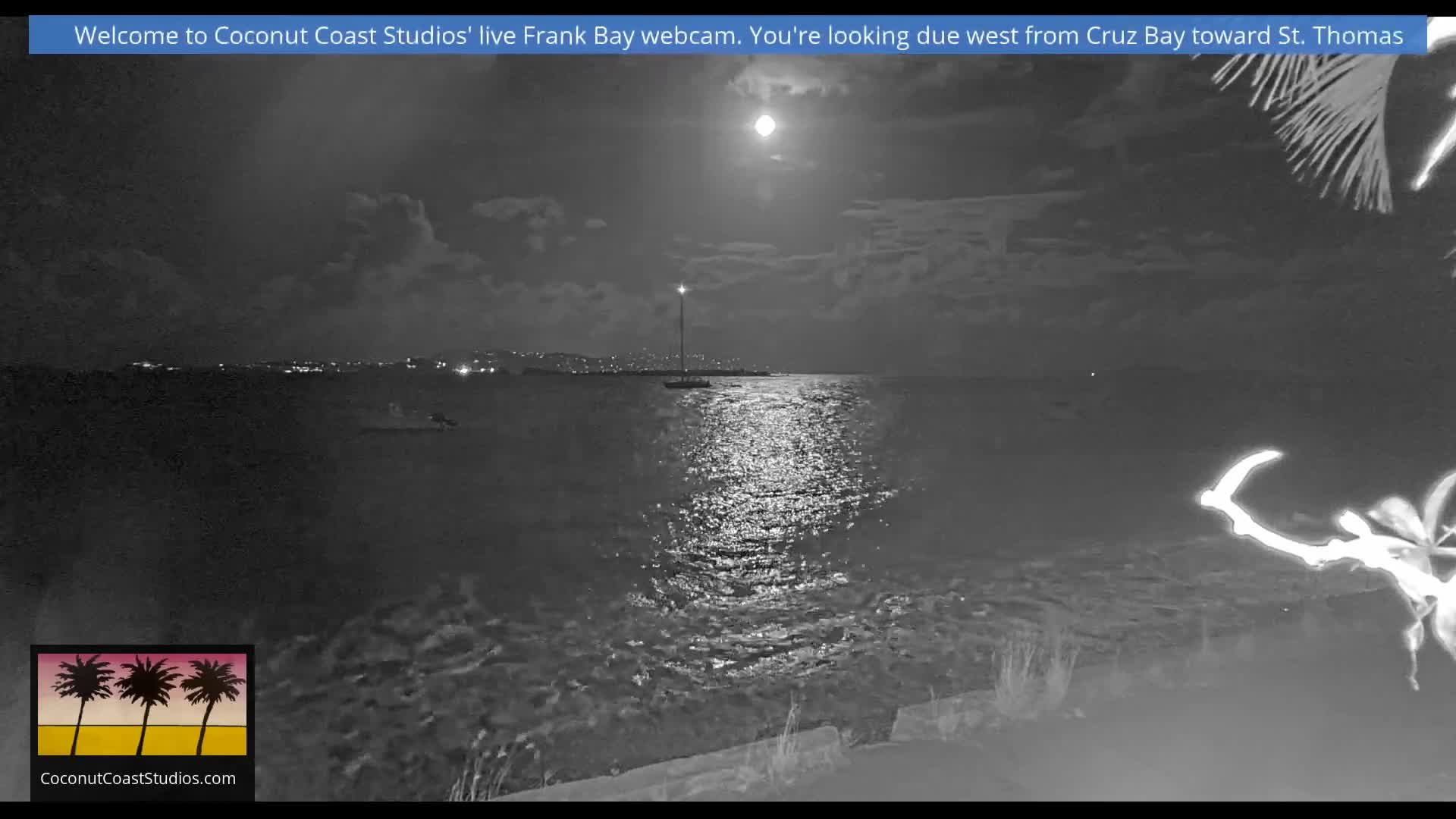 St. John, Frank Bay, Steven Cay & St. Thomas  View  Live Cam - Cruz Bay, St. John, United States Virgin Islands, USA