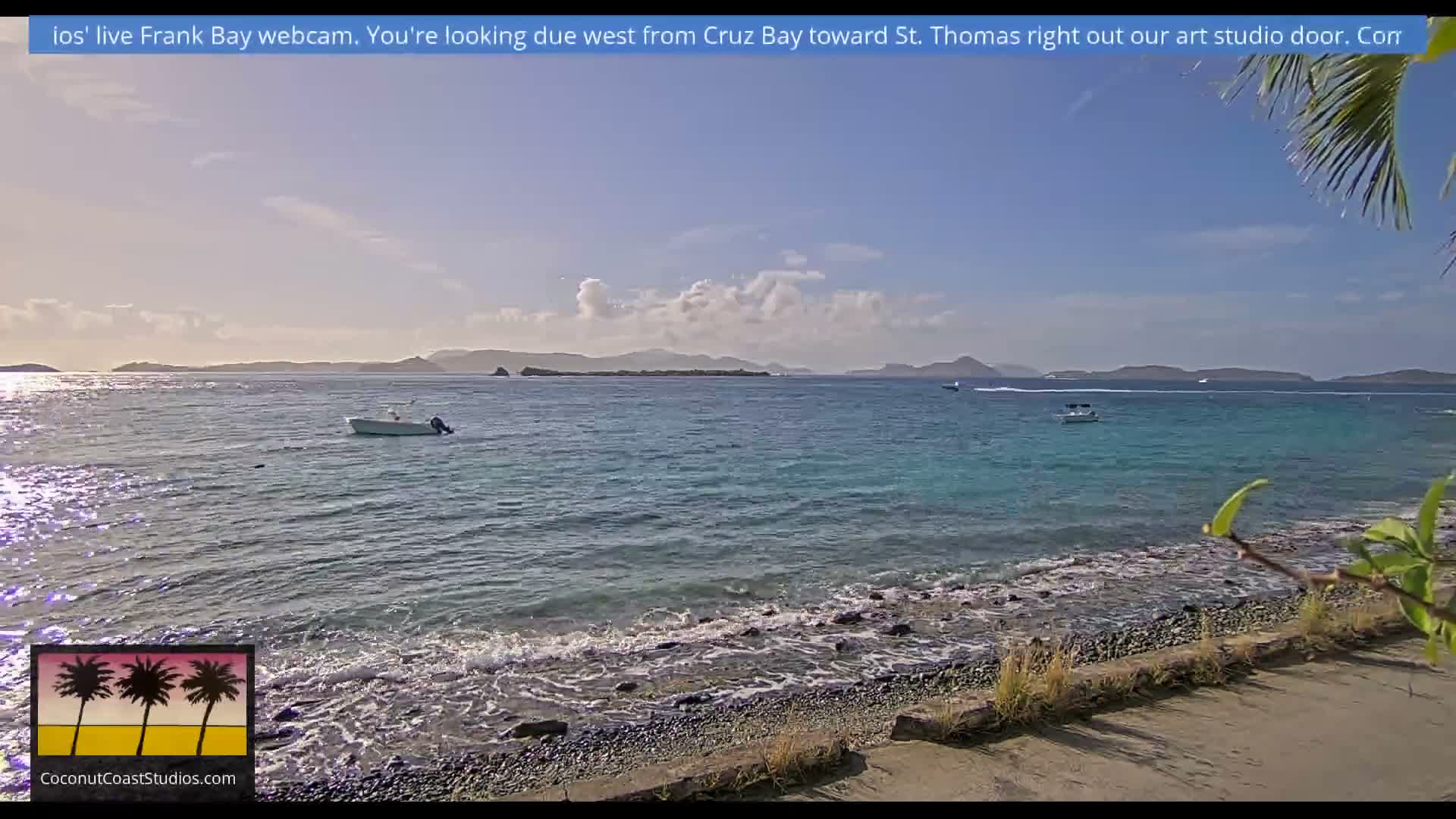 St. John, Frank Bay, Steven Cay & St. Thomas  View  Live Cam - Cruz Bay, St. John, United States Virgin Islands, USA