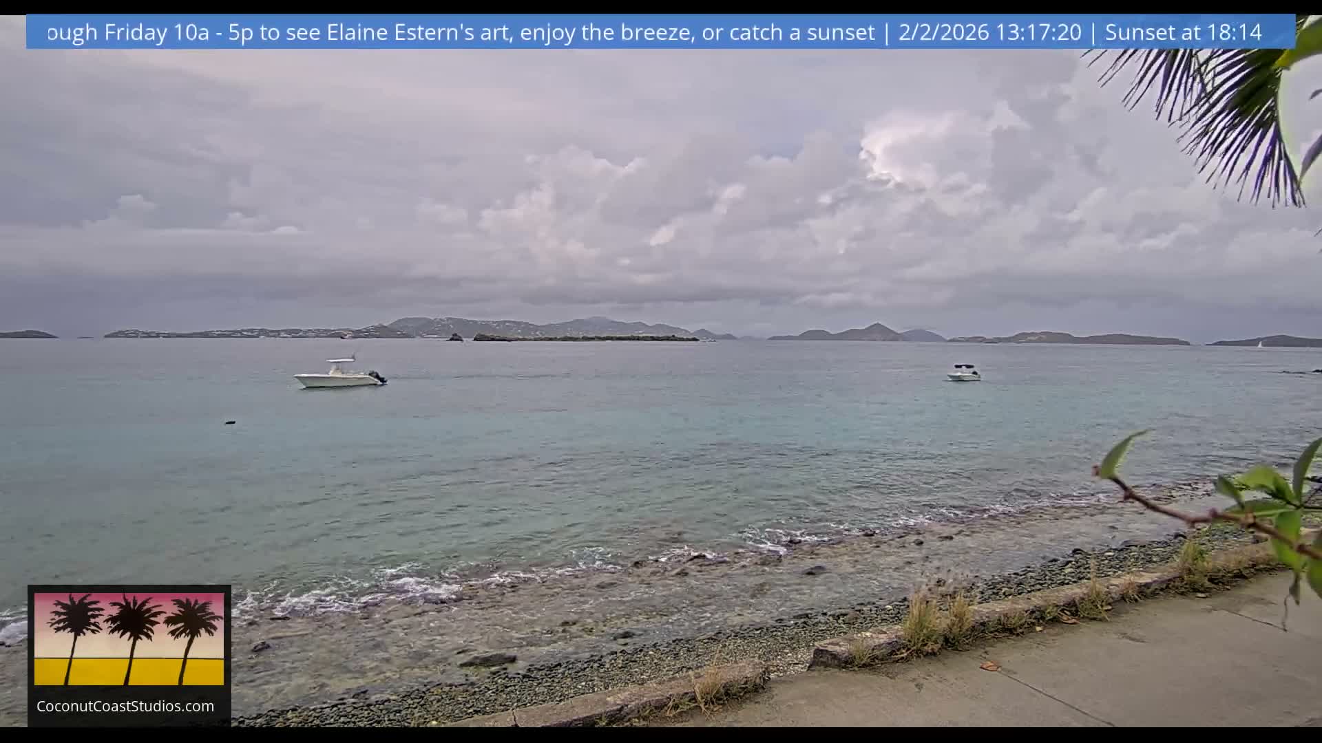 St. John, Frank Bay, Steven Cay & St. Thomas  View  Live Cam - Cruz Bay, St. John, United States Virgin Islands, USA