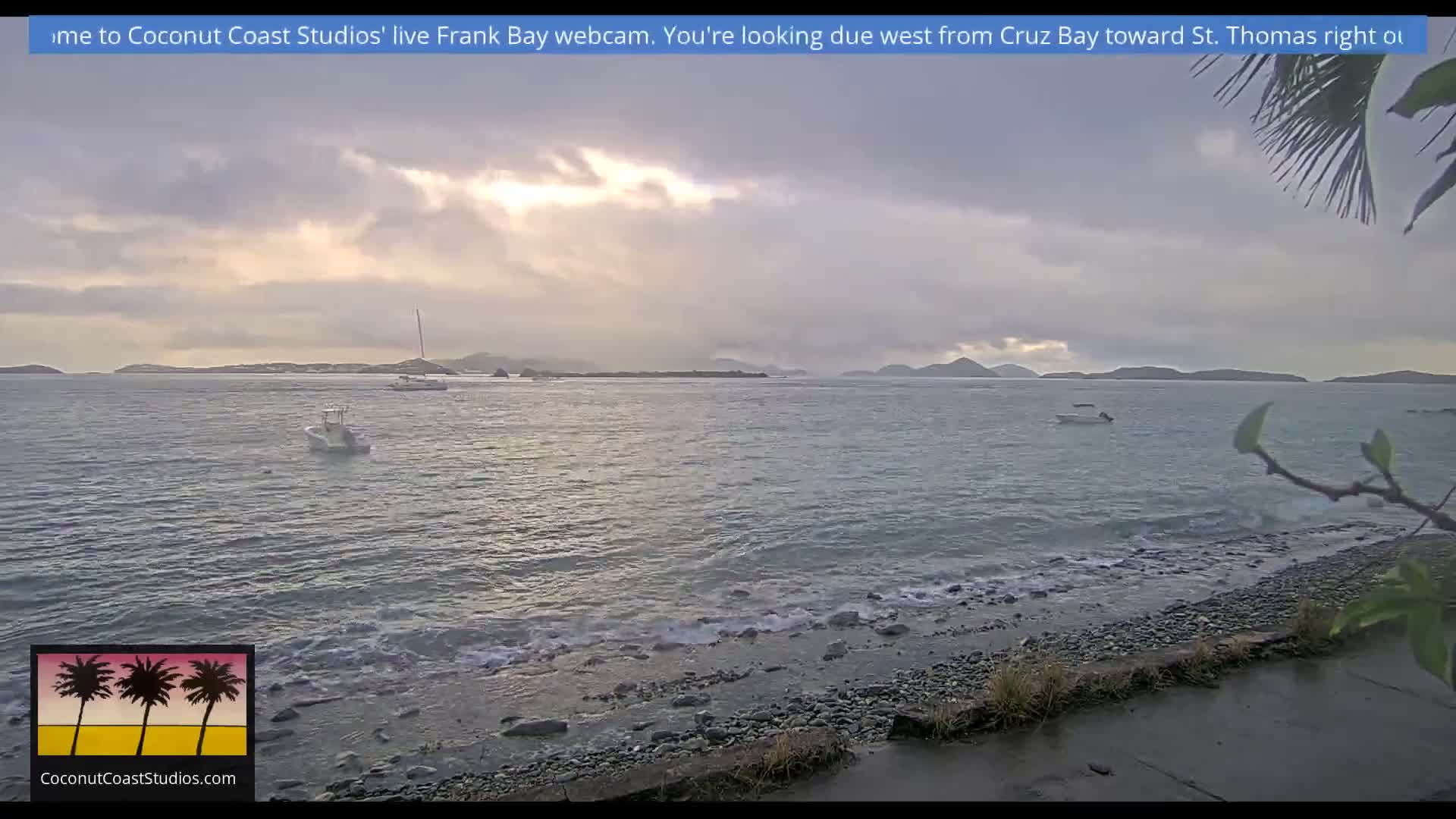 St. John, Frank Bay, Steven Cay & St. Thomas  View  Live Cam - Cruz Bay, St. John, United States Virgin Islands, USA