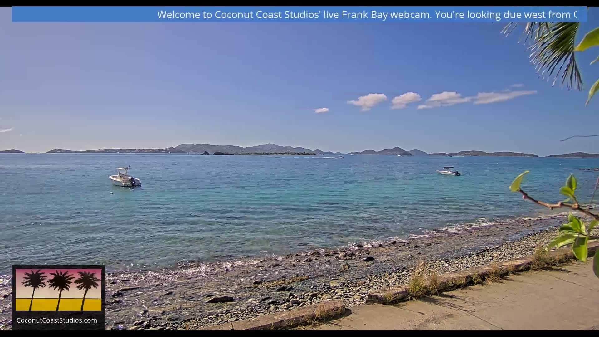 St. John, Frank Bay, Steven Cay & St. Thomas  View  Live Cam - Cruz Bay, St. John, United States Virgin Islands, USA