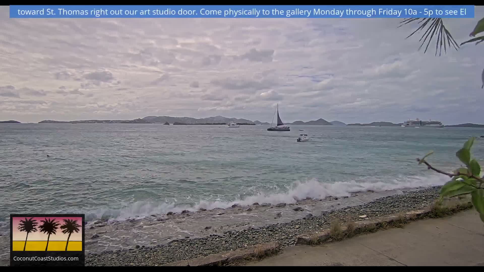 St. John, Frank Bay, Steven Cay & St. Thomas  View  Live Cam - Cruz Bay, St. John, United States Virgin Islands, USA