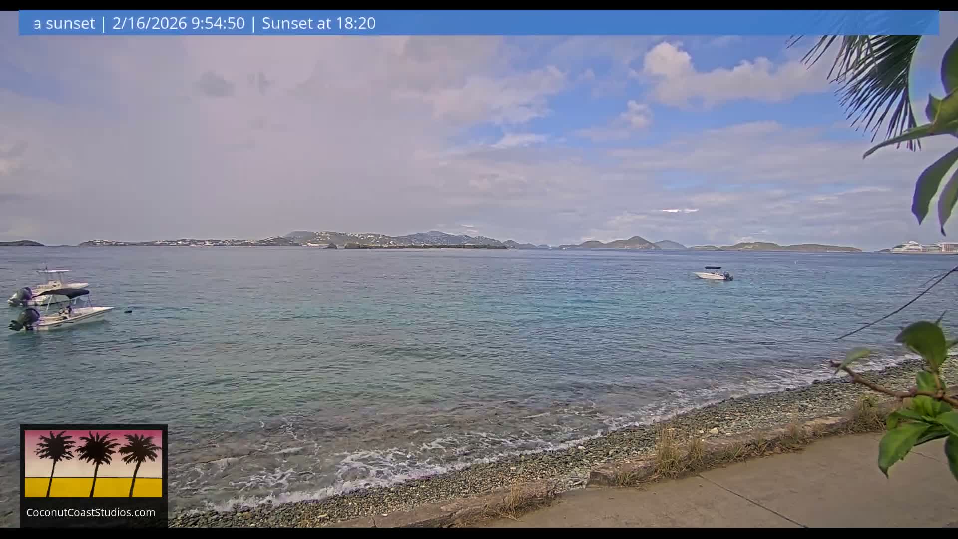 St. John, Frank Bay, Steven Cay & St. Thomas  View  Live Cam - Cruz Bay, St. John, United States Virgin Islands, USA