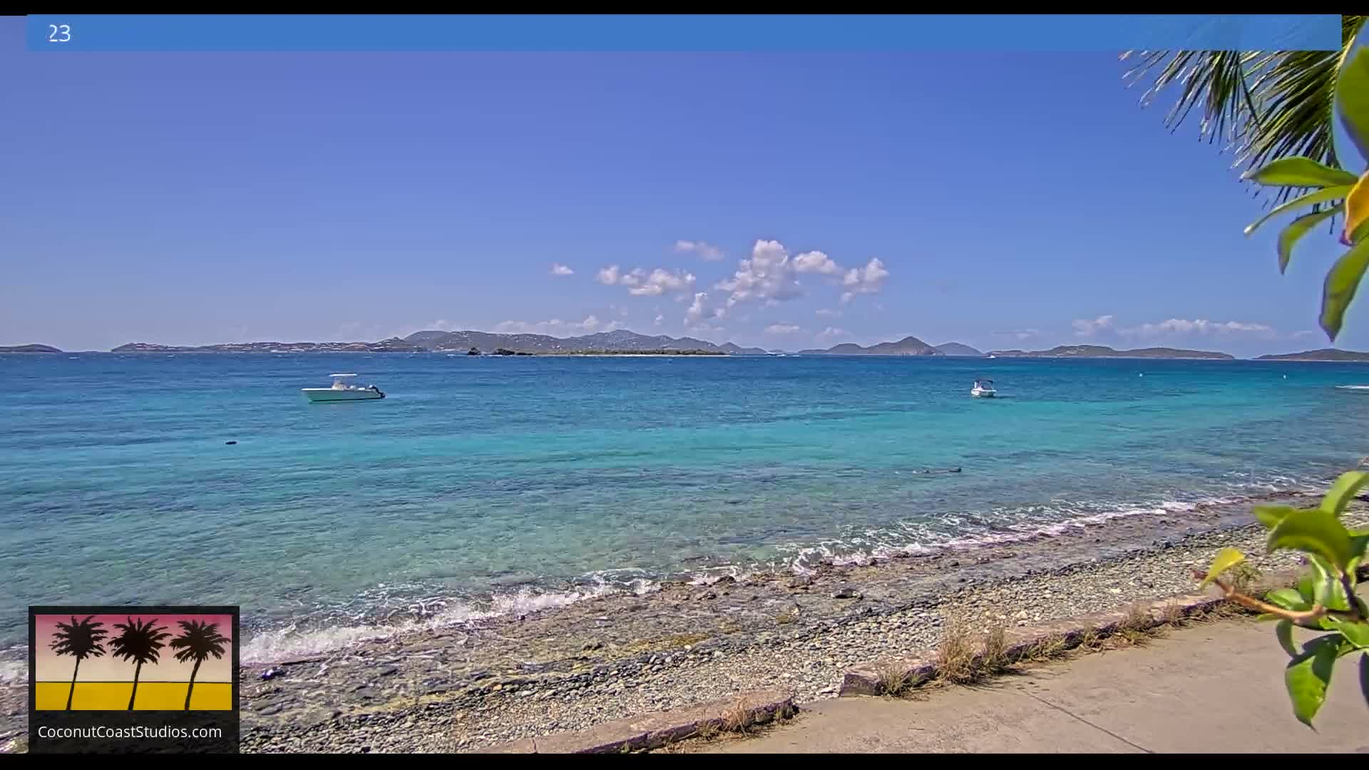 St. John, Frank Bay, Steven Cay & St. Thomas  View  Live Cam - Cruz Bay, St. John, United States Virgin Islands, USA
