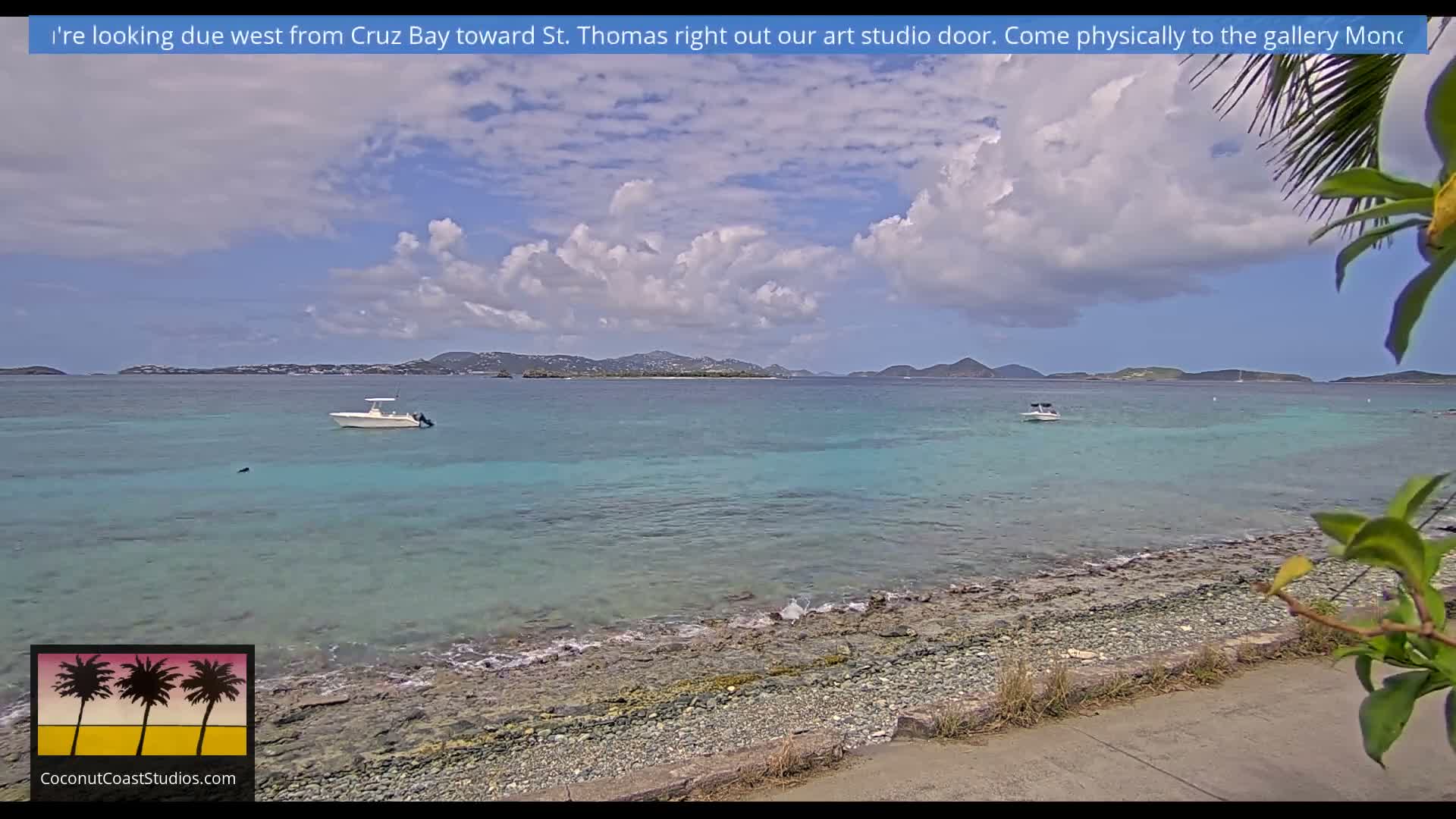 St. John, Frank Bay, Steven Cay & St. Thomas  View  Live Cam - Cruz Bay, St. John, United States Virgin Islands, USA