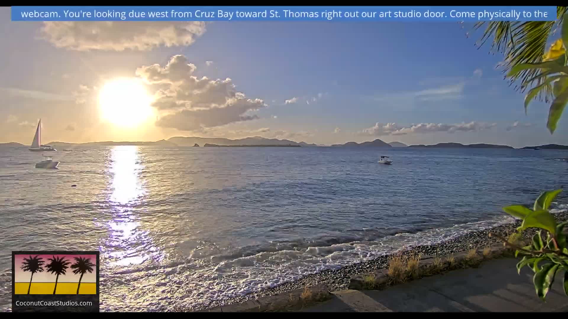 St. John, Frank Bay, Steven Cay & St. Thomas  View  Live Cam - Cruz Bay, St. John, United States Virgin Islands, USA