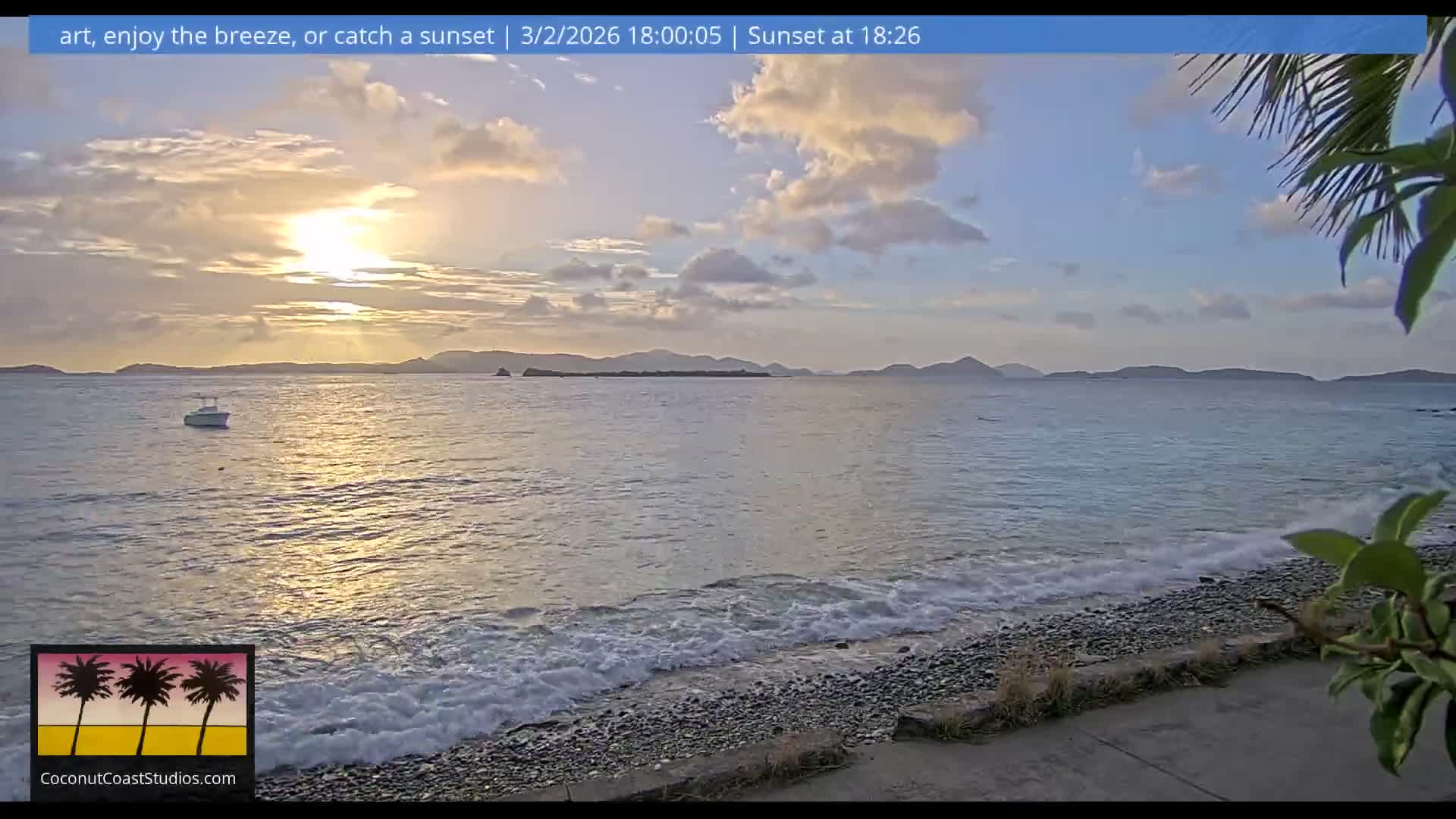 St. John, Frank Bay, Steven Cay & St. Thomas  View  Live Cam - Cruz Bay, St. John, United States Virgin Islands, USA