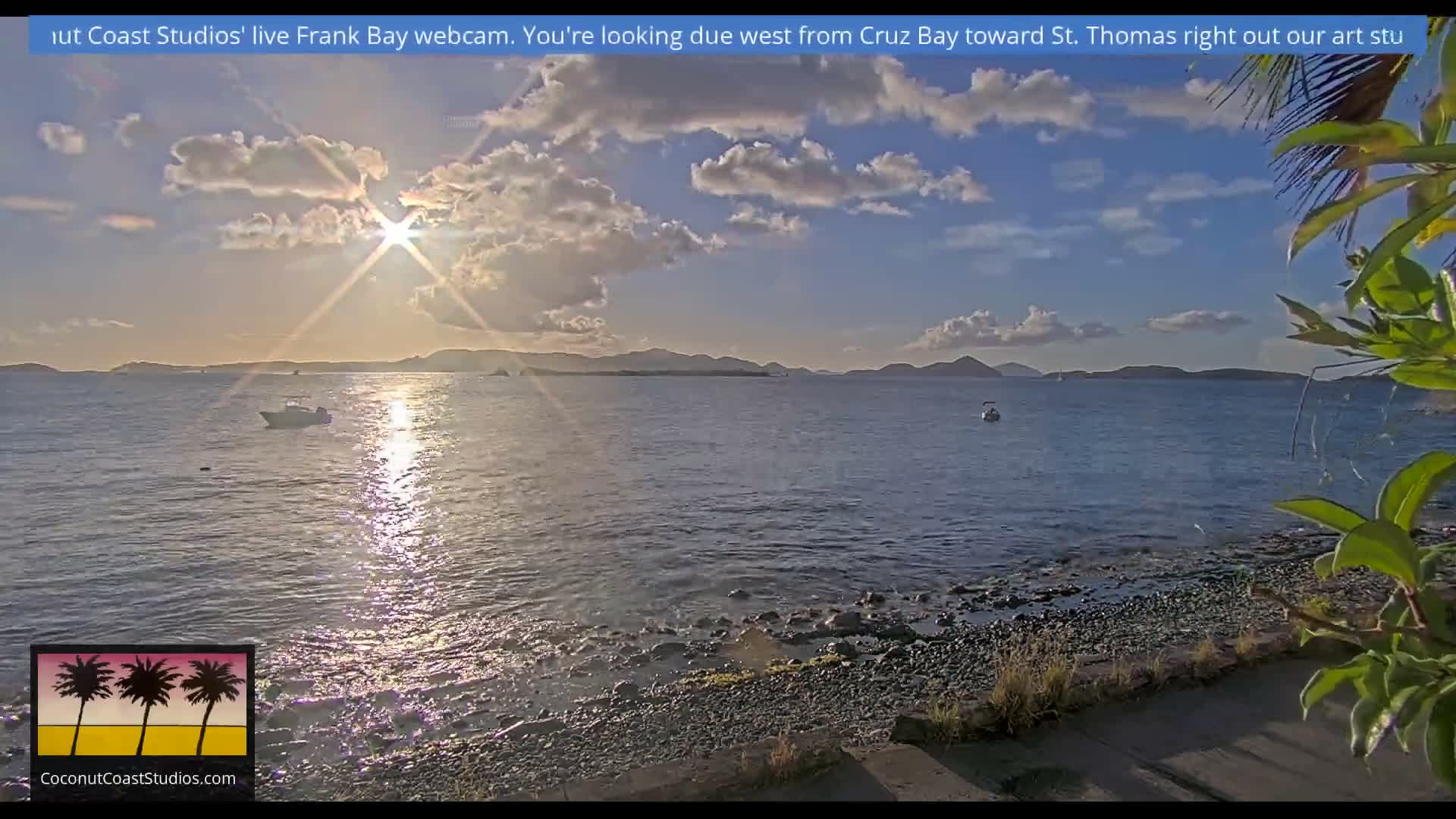 St. John, Frank Bay, Steven Cay & St. Thomas  View  Live Cam - Cruz Bay, St. John, United States Virgin Islands, USA