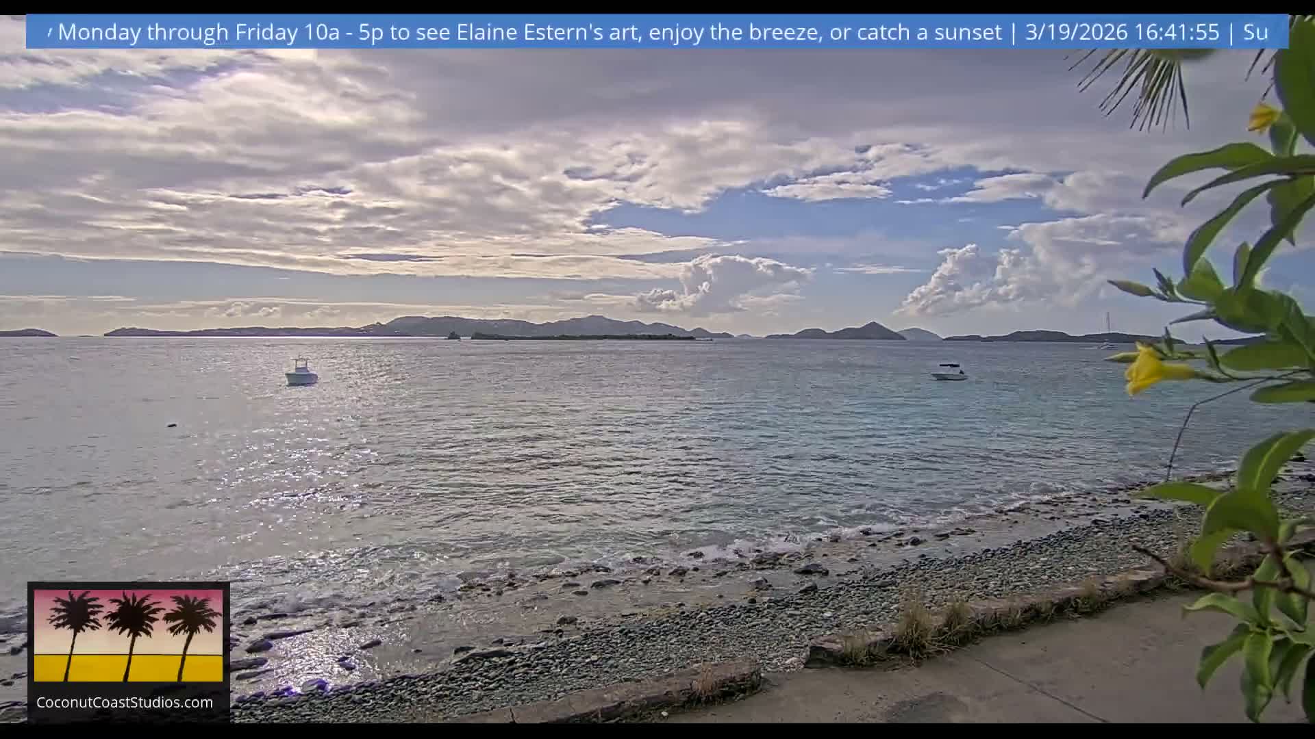 St. John, Frank Bay, Steven Cay & St. Thomas  View  Live Cam - Cruz Bay, St. John, United States Virgin Islands, USA