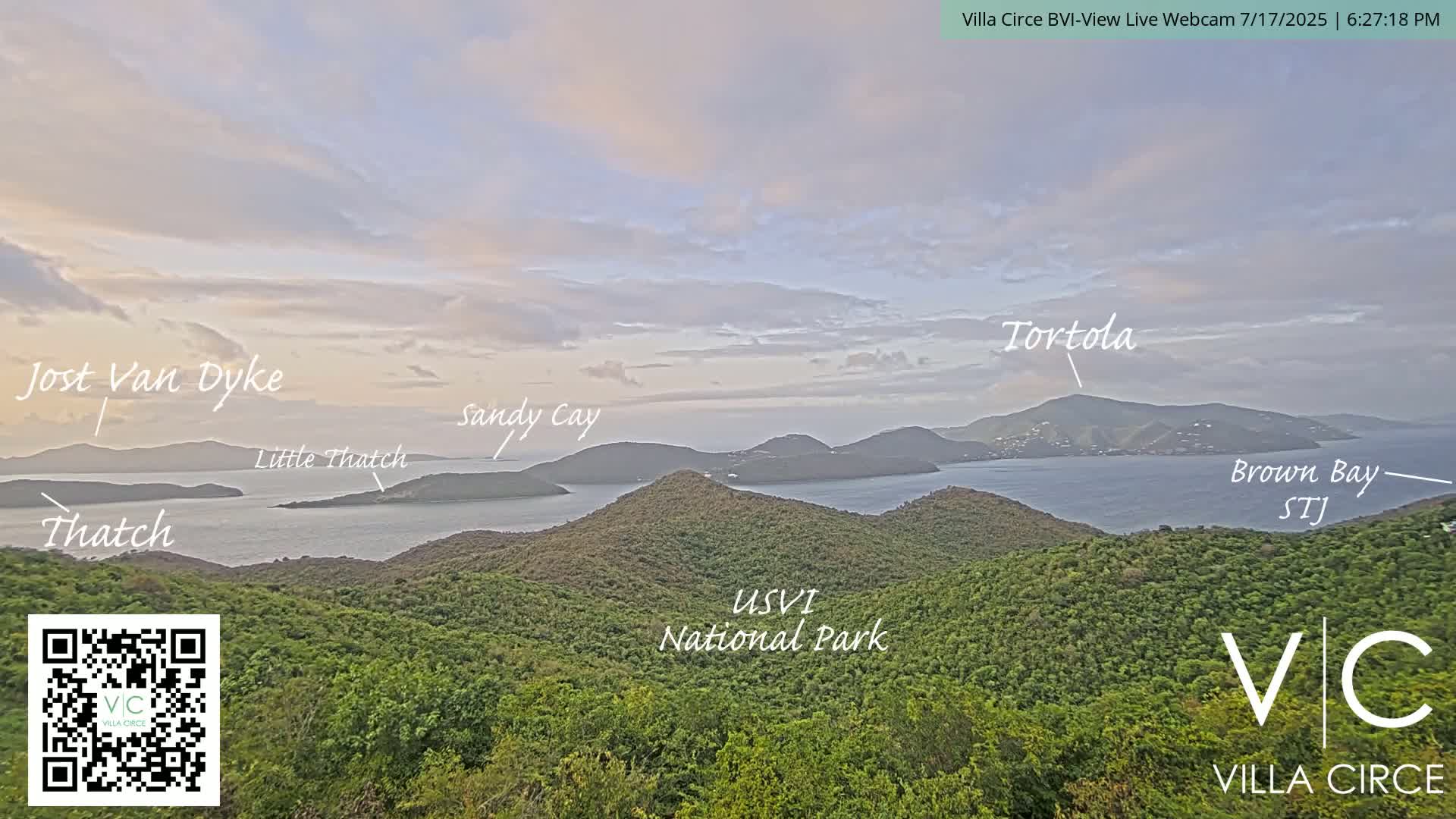 British Virgin Islands & U.S Virgin Islands National Park View from Coral Bay Hills Live Cam - Coral Bay, St. John,United States Virgin Islands, USA