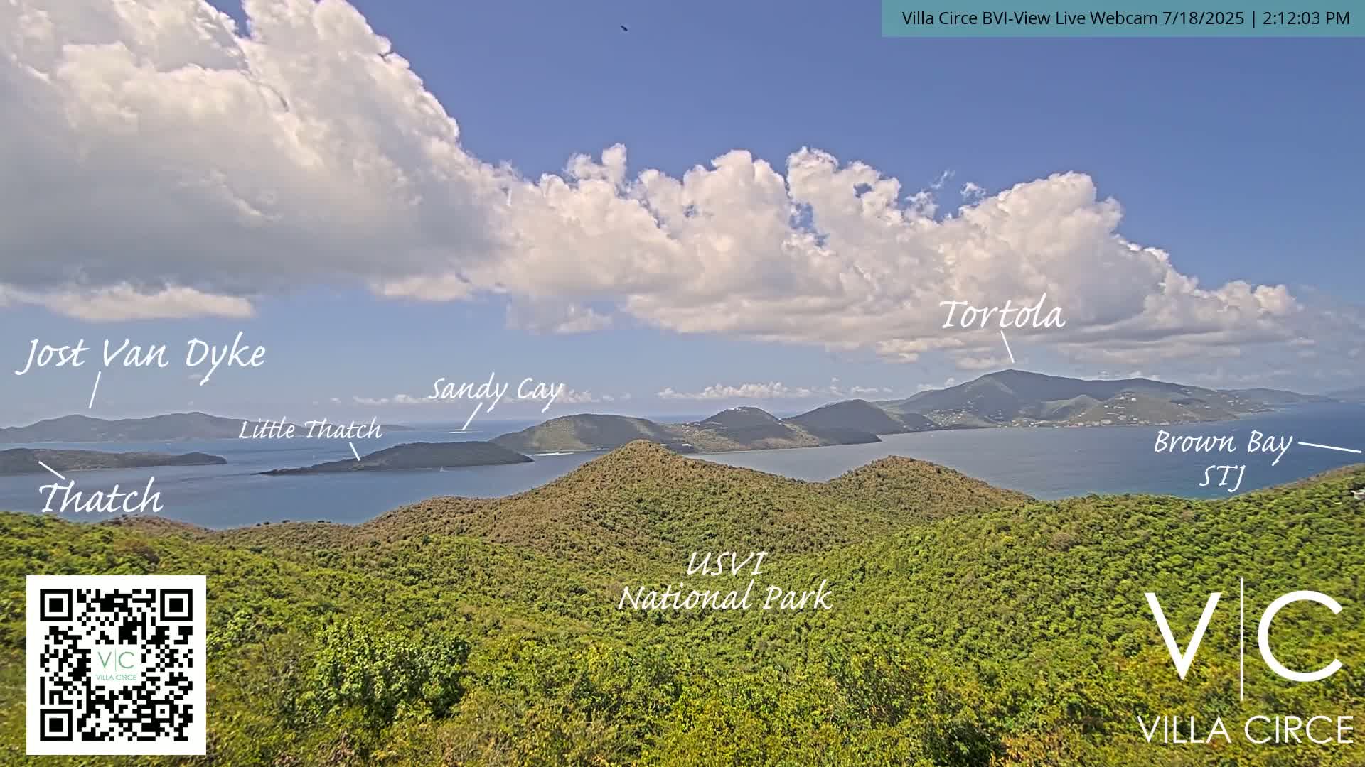British Virgin Islands & U.S Virgin Islands National Park View from Coral Bay Hills Live Cam - Coral Bay, St. John,United States Virgin Islands, USA