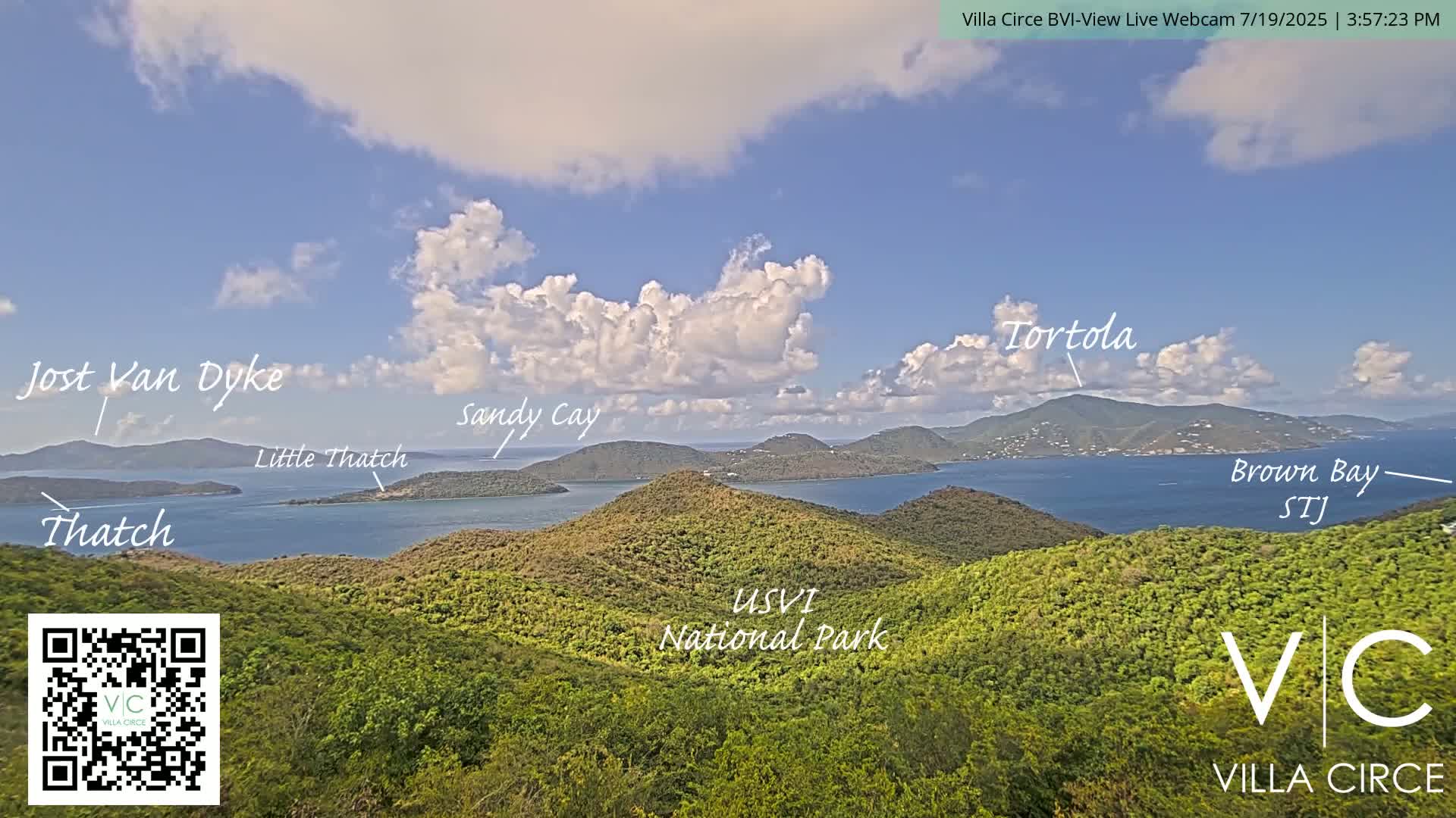 British Virgin Islands & U.S Virgin Islands National Park View from Coral Bay Hills Live Cam - Coral Bay, St. John,United States Virgin Islands, USA