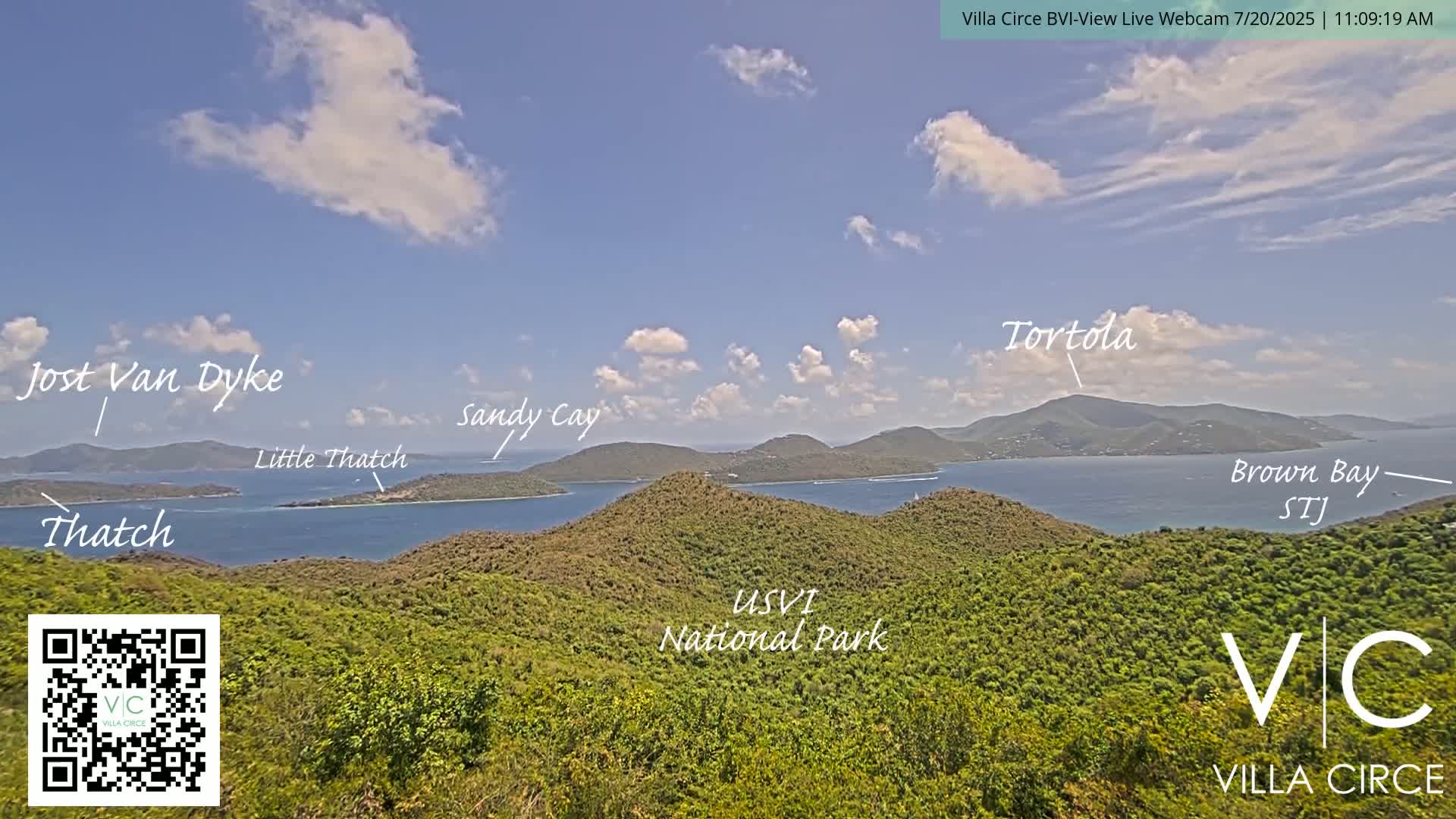 British Virgin Islands & U.S Virgin Islands National Park View from Coral Bay Hills Live Cam - Coral Bay, St. John,United States Virgin Islands, USA