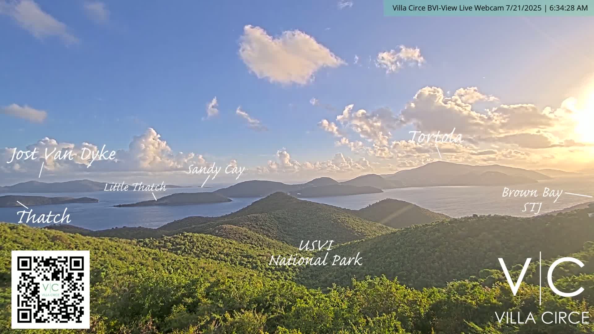 British Virgin Islands & U.S Virgin Islands National Park View from Coral Bay Hills Live Cam - Coral Bay, St. John,United States Virgin Islands, USA
