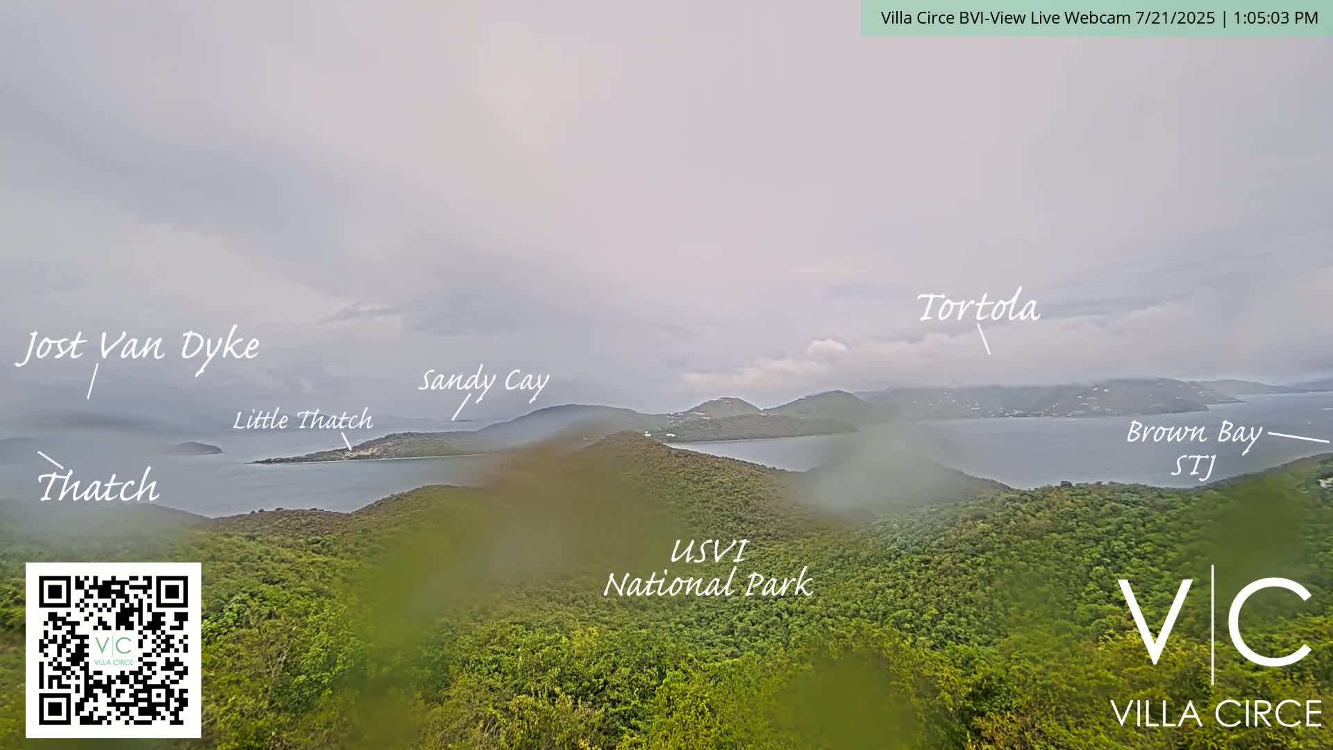 British Virgin Islands & U.S Virgin Islands National Park View from Coral Bay Hills Live Cam - Coral Bay, St. John,United States Virgin Islands, USA