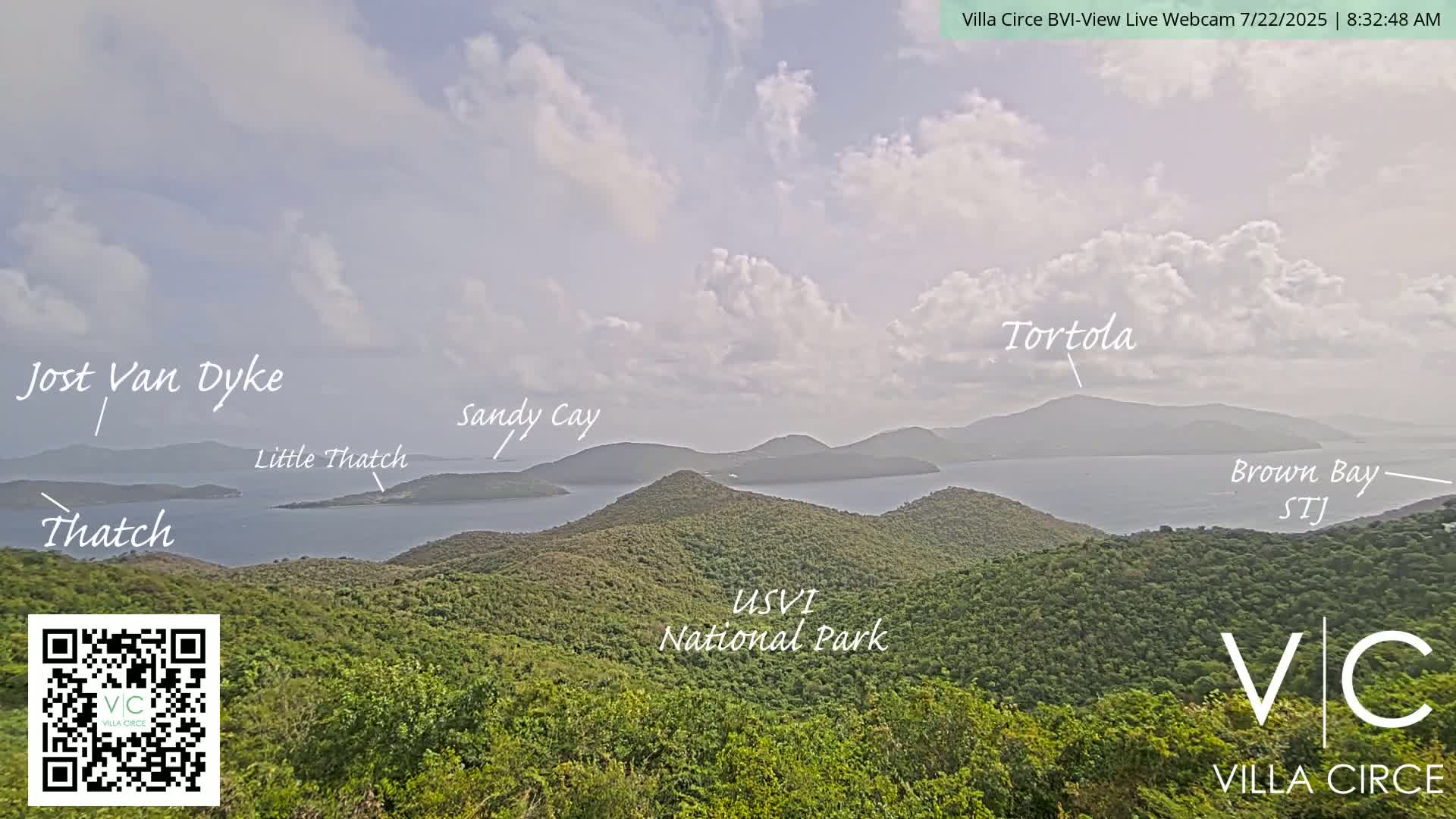 British Virgin Islands & U.S Virgin Islands National Park View from Coral Bay Hills Live Cam - Coral Bay, St. John,United States Virgin Islands, USA