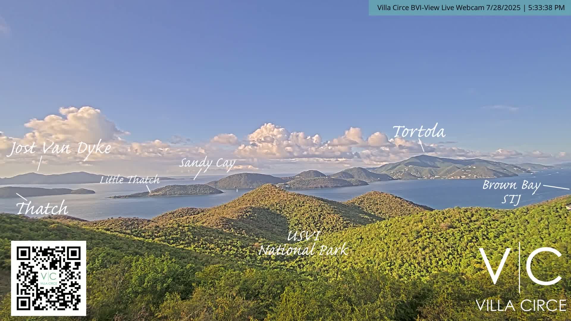 British Virgin Islands & U.S Virgin Islands National Park View from Coral Bay Hills Live Cam - Coral Bay, St. John,United States Virgin Islands, USA