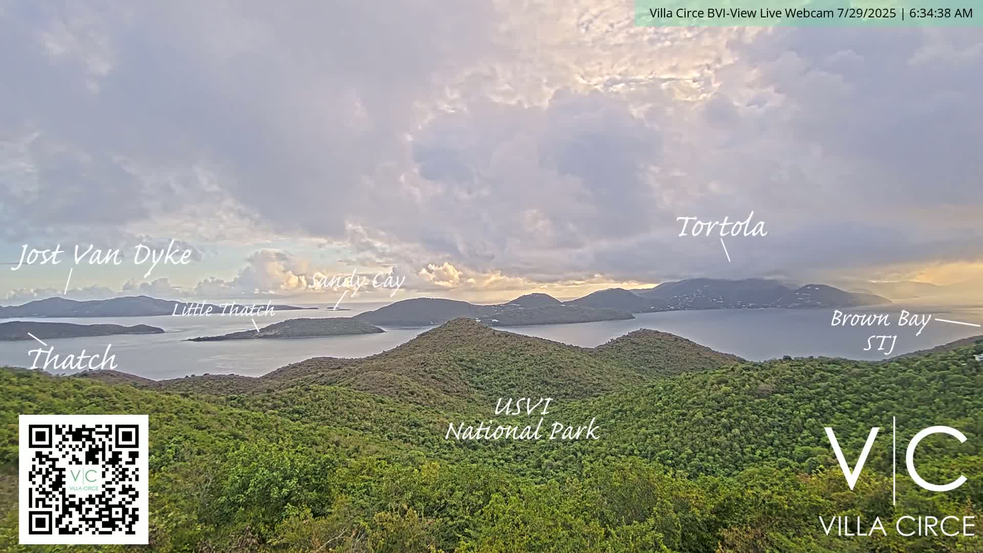 British Virgin Islands & U.S Virgin Islands National Park View from Coral Bay Hills Live Cam - Coral Bay, St. John,United States Virgin Islands, USA