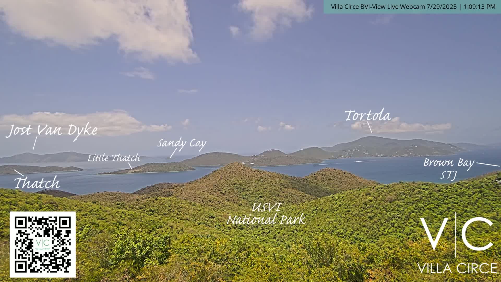 British Virgin Islands & U.S Virgin Islands National Park View from Coral Bay Hills Live Cam - Coral Bay, St. John,United States Virgin Islands, USA