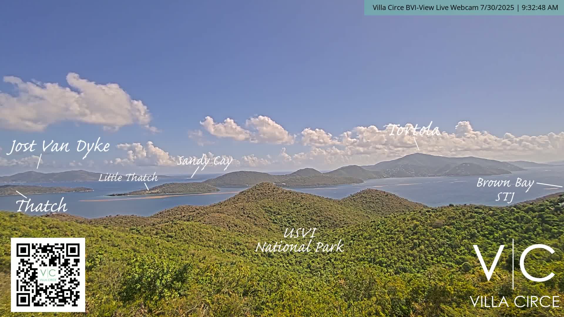 British Virgin Islands & U.S Virgin Islands National Park View from Coral Bay Hills Live Cam - Coral Bay, St. John,United States Virgin Islands, USA